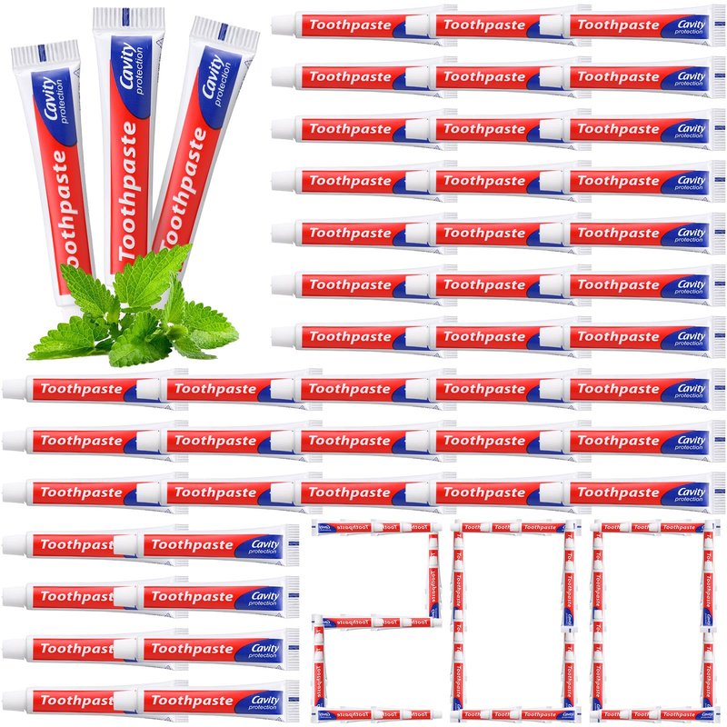Dimsile Mini Toothpaste Bulk Travel Size 0.35oz for Bad Breath, Helps Freshens Breath, Whitens Teeth Regular Disposable Mint Toothpaste for Home Hotel Office Camping