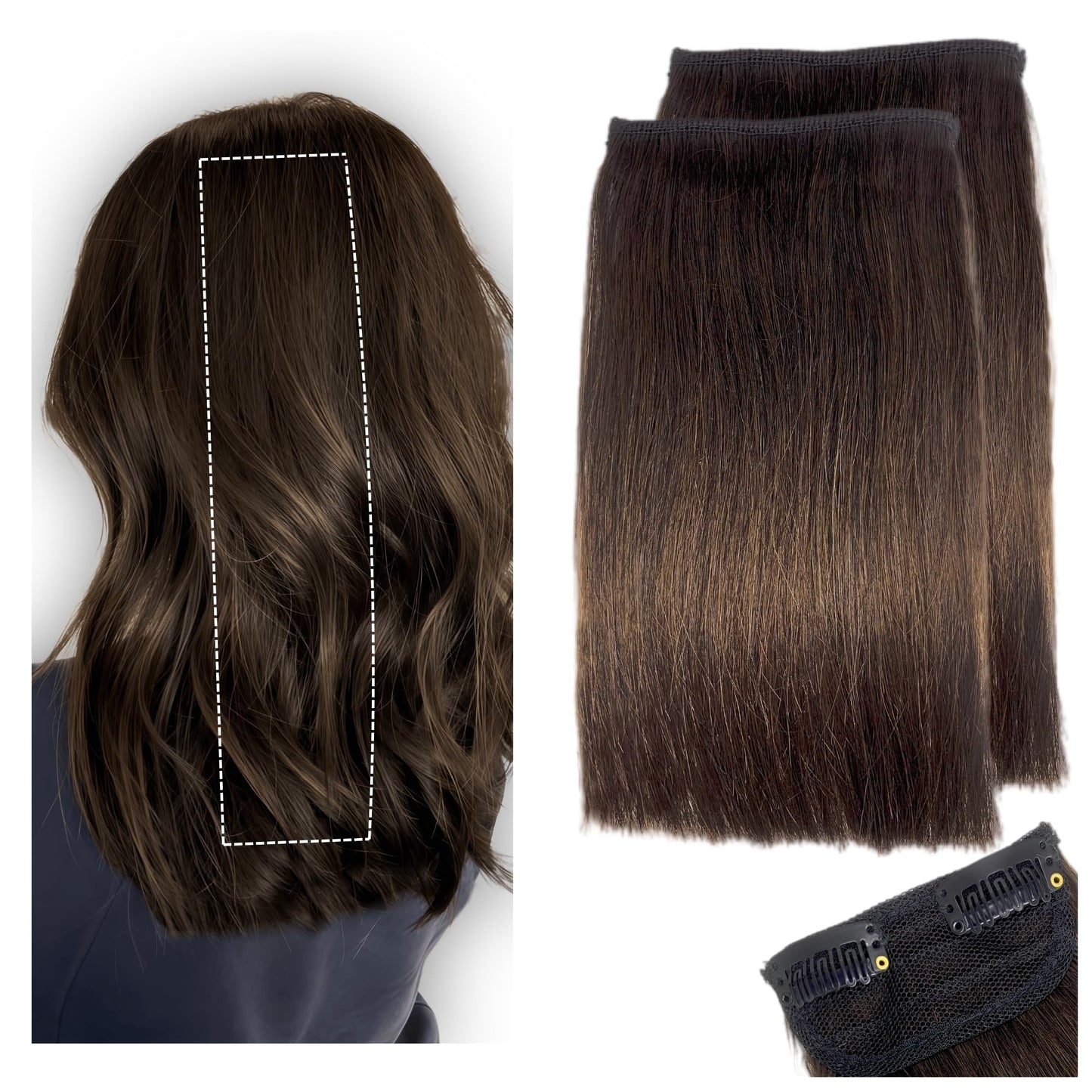2 Pcs Short Hair Extensions, Extensions Clip in Human Hair for Women Adding Volume 12 Inch Dark Brown