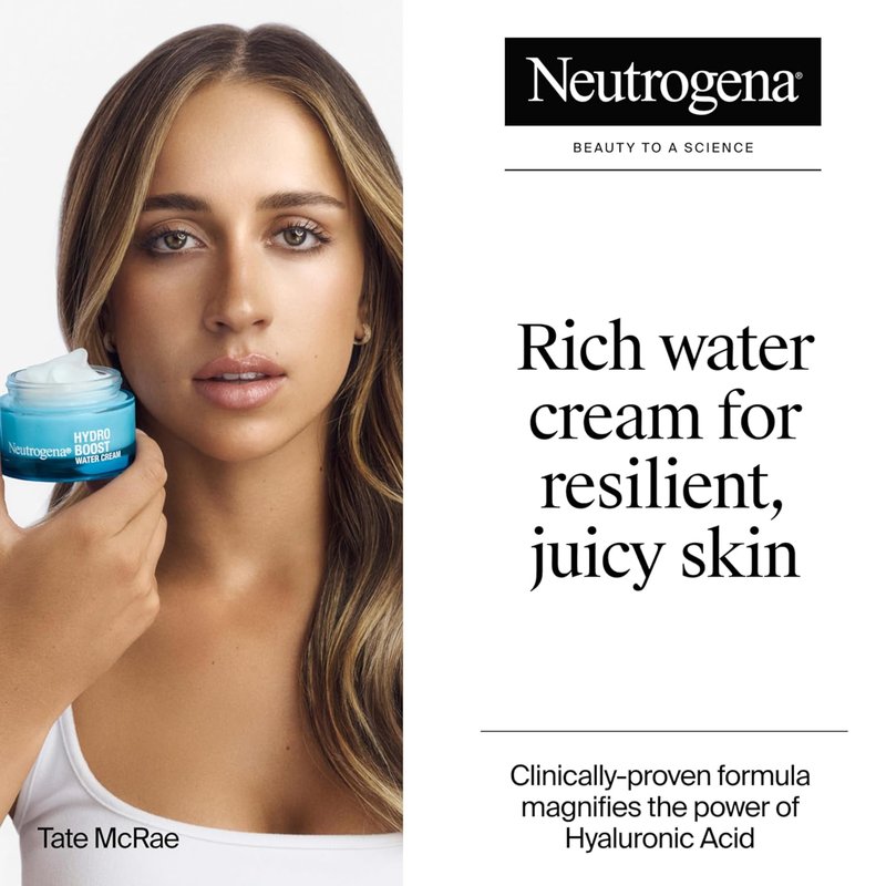 Neutrogena Hydro Boost Water Cream - 72 Hr Hydration Face Moisturizer with Hyaluronic Acid | 1.7 oz + Trial Size Gel Cleanser 0.5 fl oz