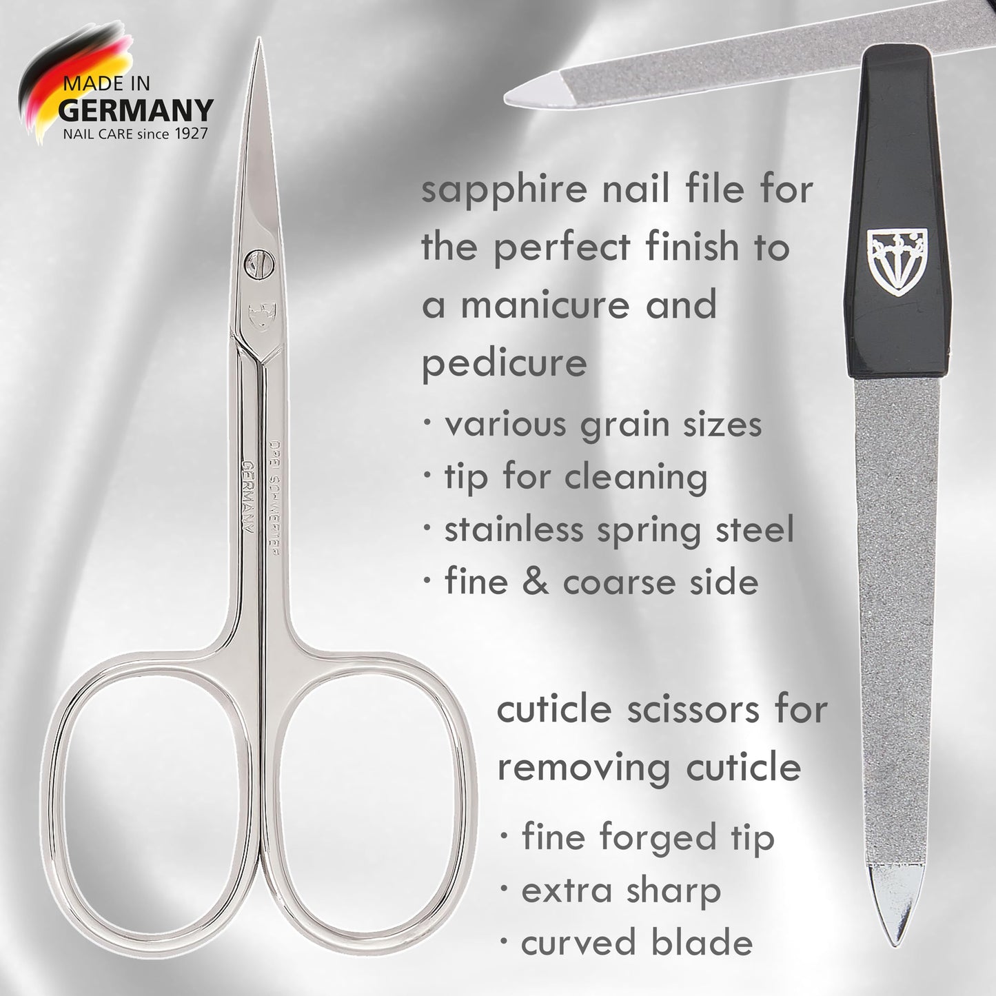 3 Swords Germany - brand quality 6 piece manicure pedicure grooming kit set for professional nail care with genuine leather case - Made in Germany