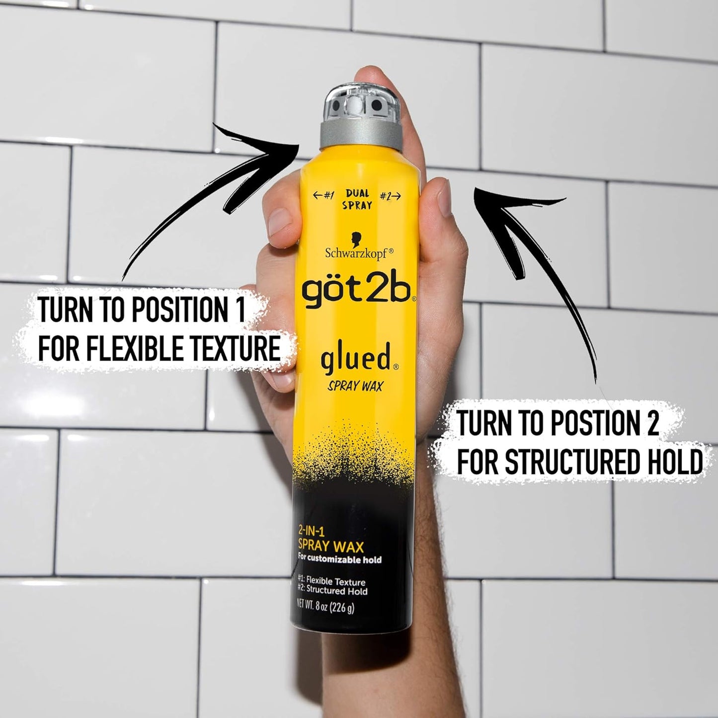 Got2b Glued Spray Wax with 2-in-1 Dual Spray Nozzle, 8 oz