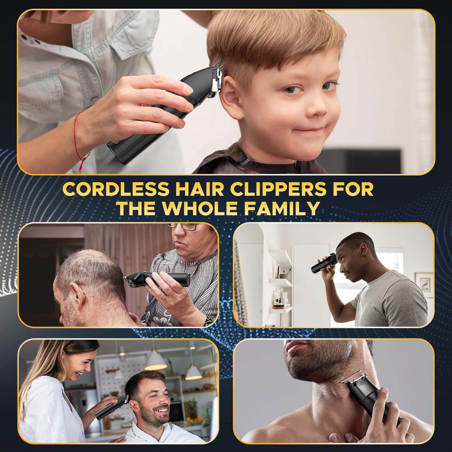 Professional Hair Clippers for Men Beard Trimmers Kit Zero Gapped Haircut Grooming Shaver Gift for Men Women Barber Kids (Black)