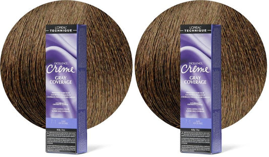 L'Oréal Technique Excellence Crème Permanent Hair Color | Long-Lasting Hair Dye | Rich Formula with No-Drip Application | Superb Gray Coverage | For All Hair Types | Dark Ash Blonde (Pack of 2)