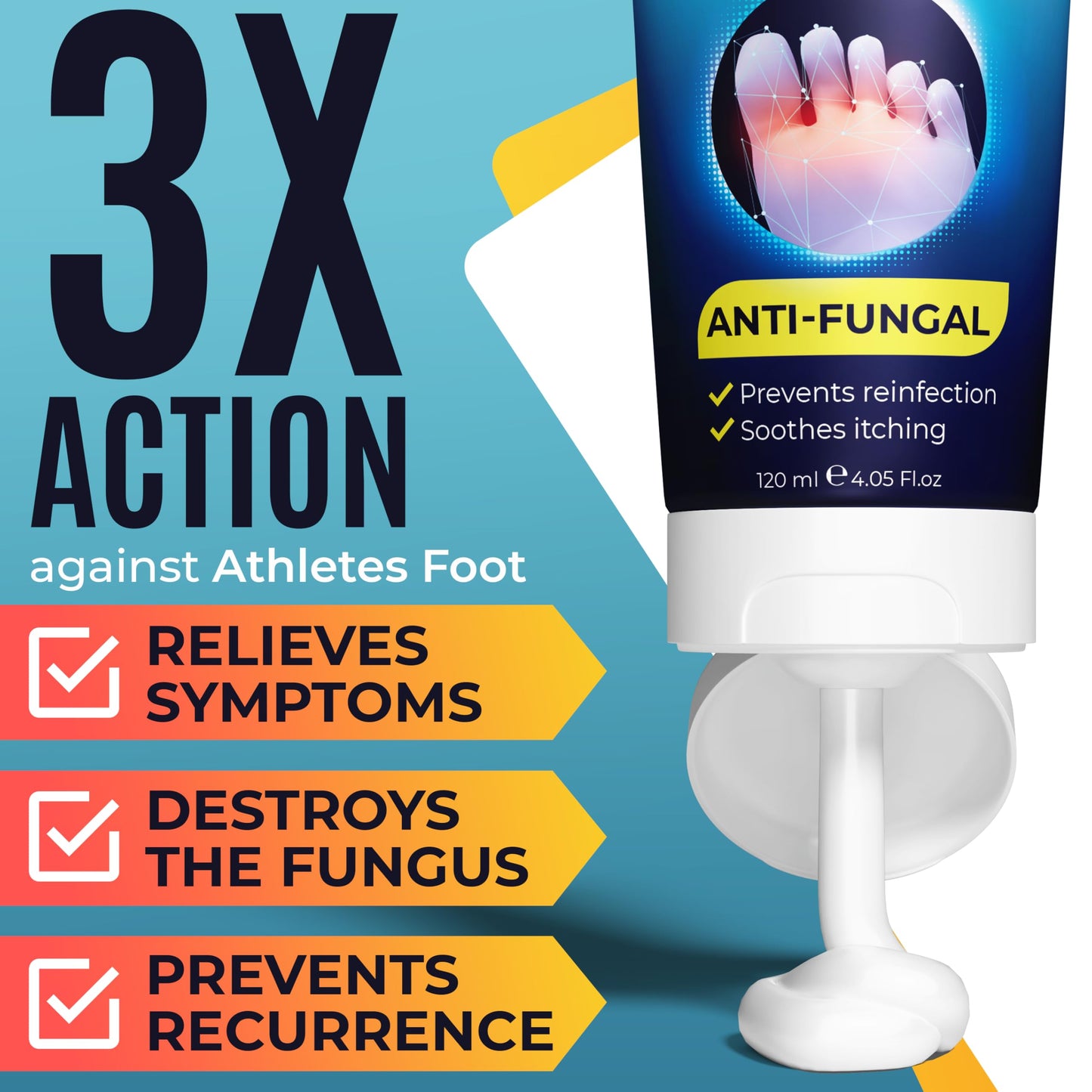 Athletes Foot Cream Antifungal for Cracked Heels, Dry Skin & Itchy Feet