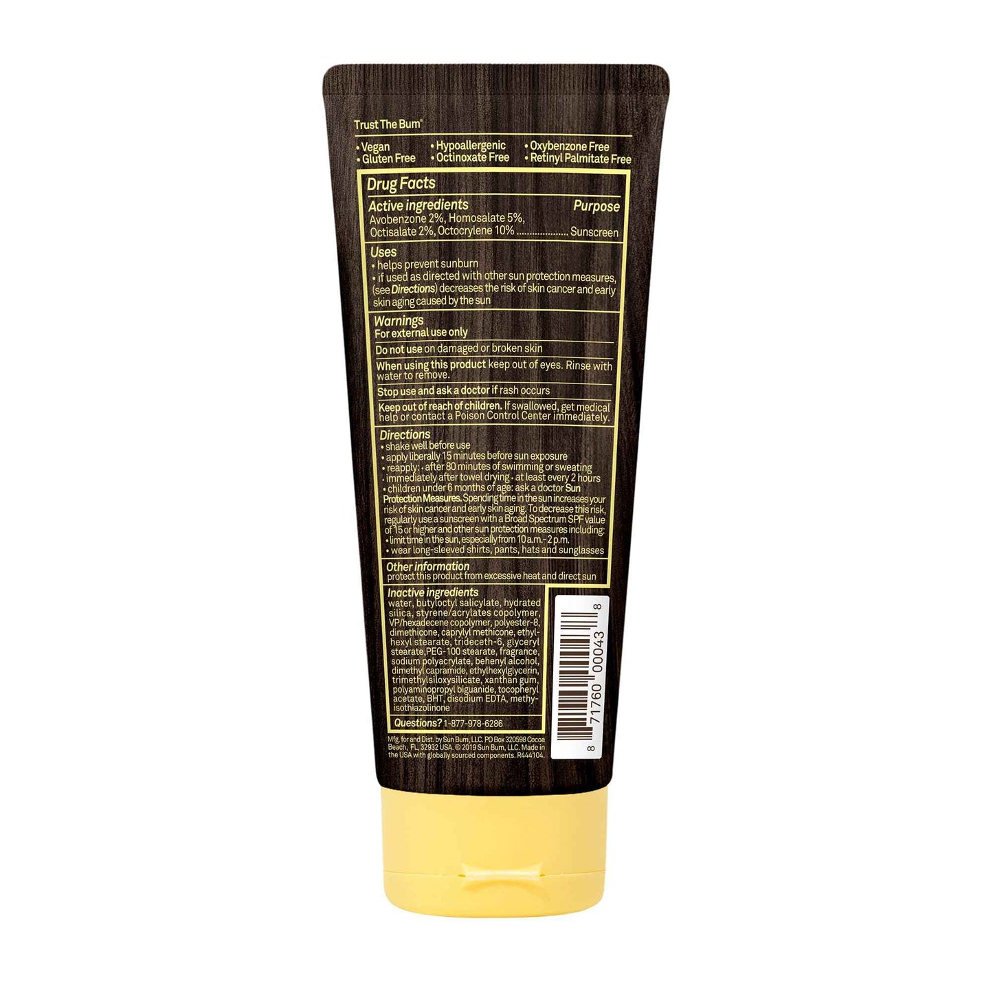 Sun Bum Original Moisturizing Sunscreen Lotion, SPF 15, 6 oz. Tube, 1 Count, Broad Spectrum UVA/UVB Protection, Paraben Free, Gluten Free, Vegan