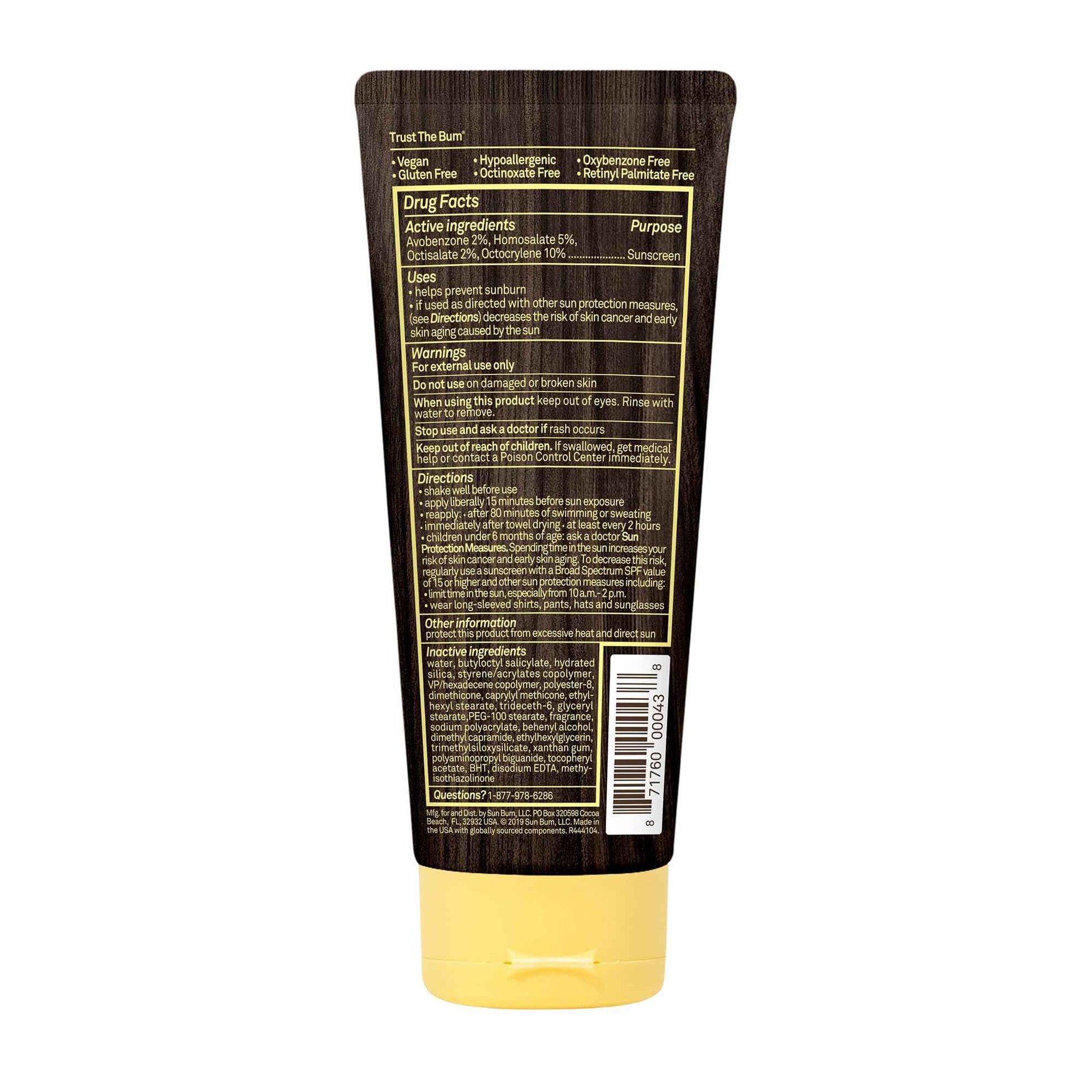 Sun Bum Original Moisturizing Sunscreen Lotion, SPF 15, 6 oz. Tube, 1 Count, Broad Spectrum UVA/UVB Protection, Paraben Free, Gluten Free, Vegan