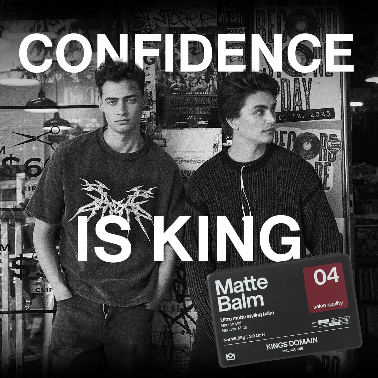 Kings Domain Melbourne Matte Balm | Ultra Matte Hair Paste for Men | Medium Hold Styling Balm | Smooth Frizz-Free Control | 3oz Salon Quality