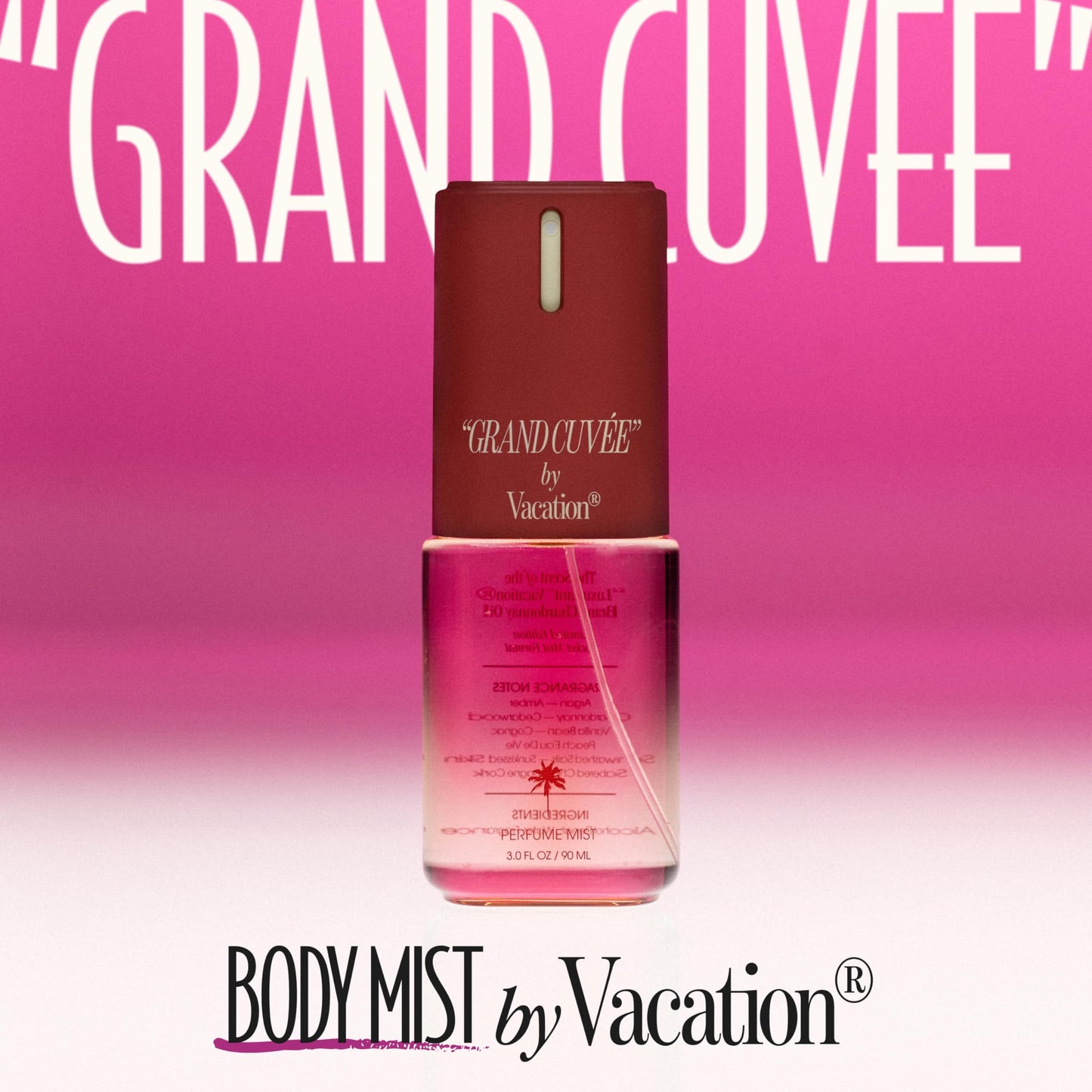 VACATION Grand Cuvée Body Mist and Perfume for Women, 3 Fluid Ounces - Argan Oil, Amber and Vanilla Scent, Hair and Body Spray, Summer Fragrance, Travel Size
