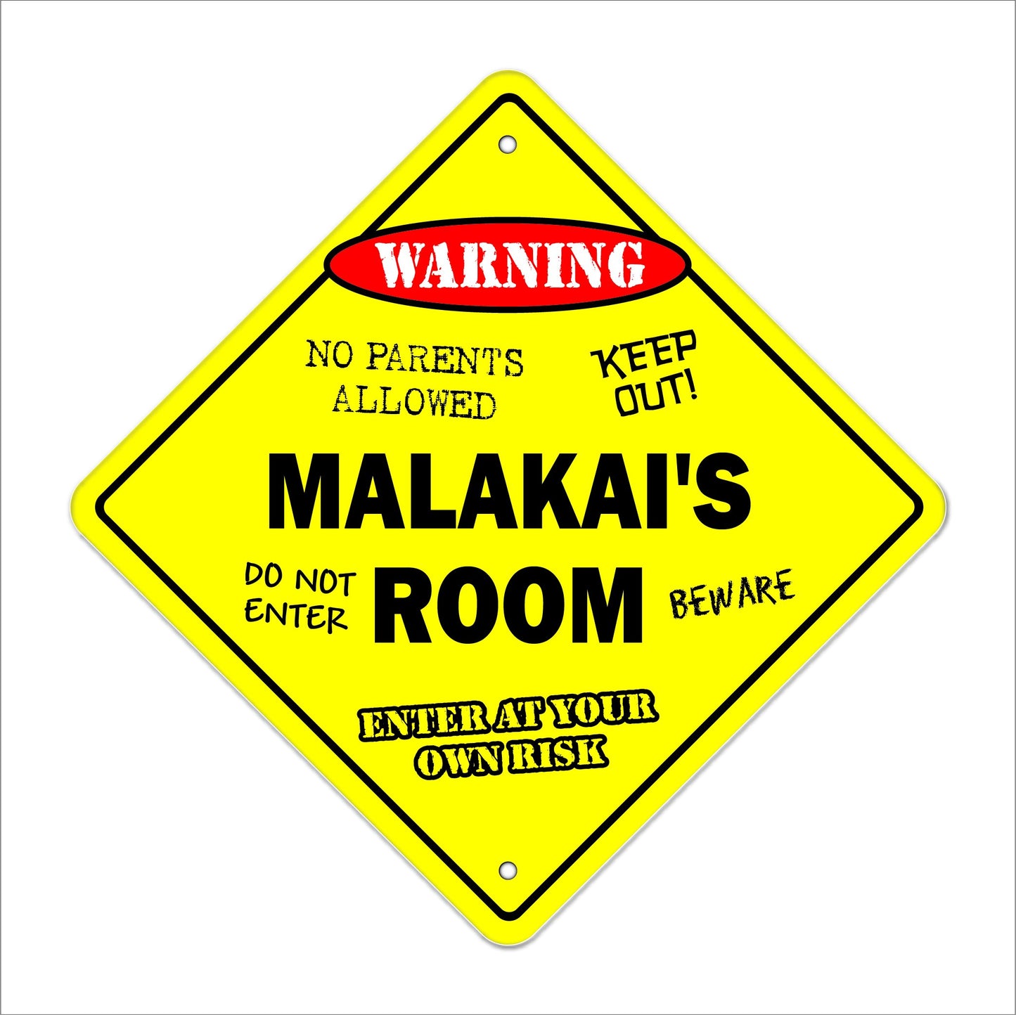 Malakai's Room Sign Crossing Zone Xing | Indoor/Outdoor | 12" Tall Kids Bedroom Decor Door Children's Name boy Girl