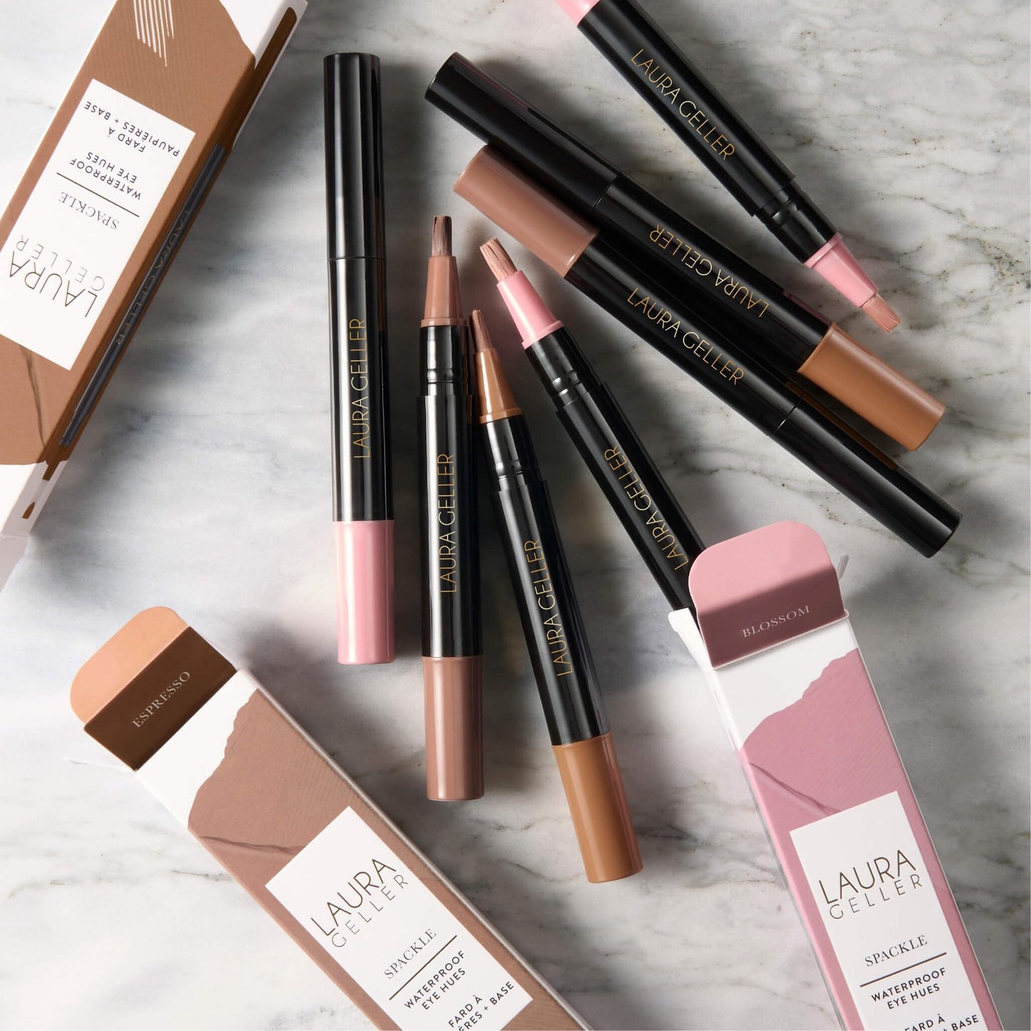 LAURA GELLER NEW YORK Spackle Waterproof Eye Hues | Liquid Waterproof Eyeshadow for Hooded Eyes & Mature Skin | Resists Creasing and Transfer | Liquid Shadow + Eyeshadow Primer | Blossom