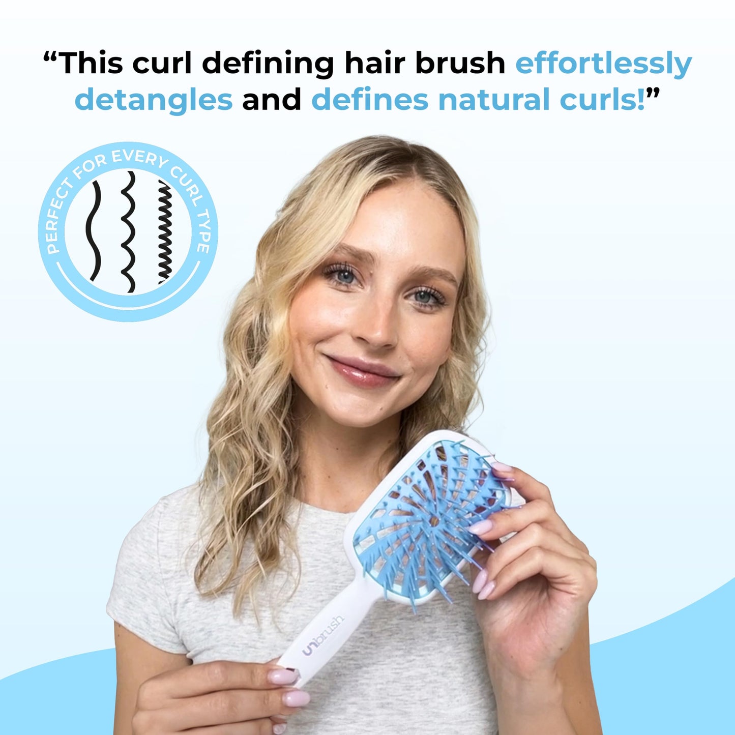 FHI Heat UNbrush Plus — Curly Hair Brush for Gentle & Effective Detangling on Wet or Dry Fragile Hair Types — Detangler Brush w/ 84 UltraFlex Bristles, Ultra-light, Vented, Anti Static Hairbrush