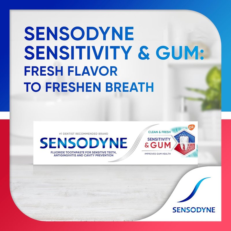 Sensodyne Sensitive Toothpaste for Gingivitis - Gentle Care for Sensitive Teeth | 3.4 oz (Pack of 4)
