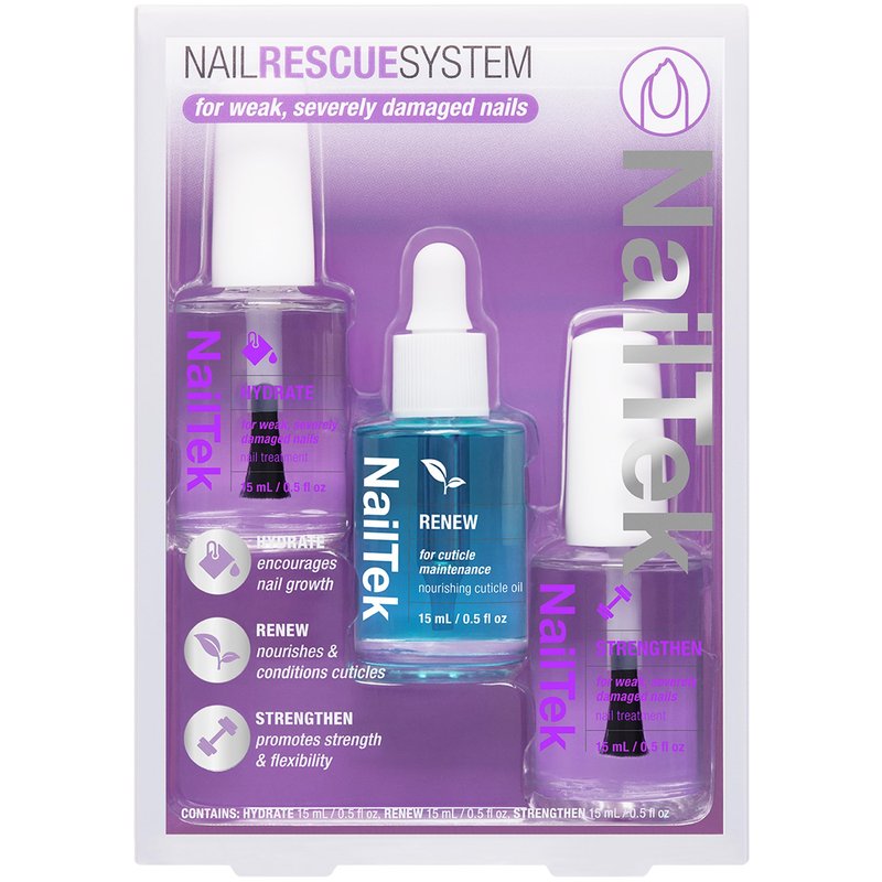 Nail Tek Rescue System – Nail Repair for Damaged Nails, Hydrate, Renew & Strengthen Nails Treatment, Made in Usa, 0.5 Fl Oz Each