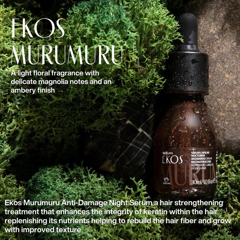 natura Ekos Murumuru Anti-Damage Night Serum - Increases Hair’s Natural Keratin Production - Replenish Nutrients & Rebuild Hair Fiber - Vegan Hair Care - Brazilian Beauty Secrets - Hair Care 30ml