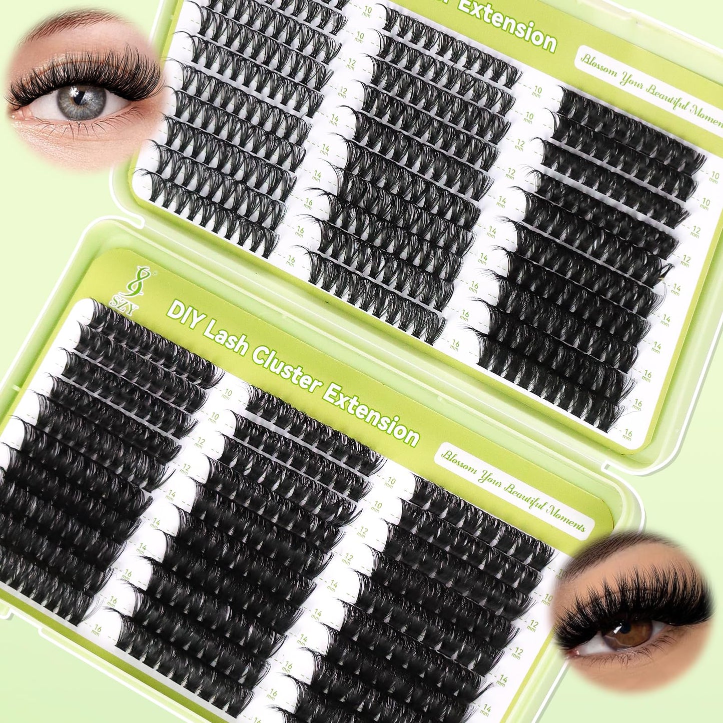 Lash Clusters Kit 570pcs 6 styles 30D-100D D Curl Individual Wispy Natural Eyelash With Eyelash Bond and Seal Eyelash Remover and Tweezer DIY at Home Makeup Cosmetic