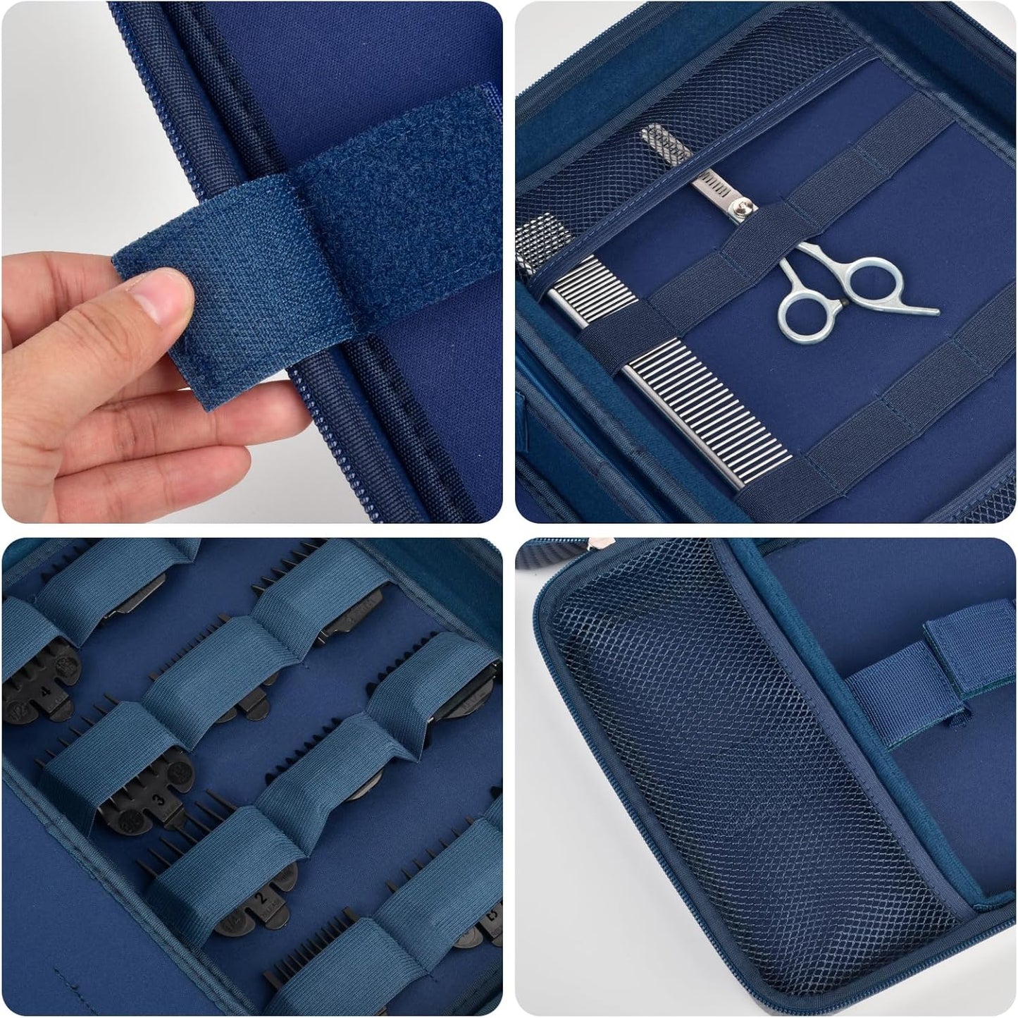Hard Travel Case for Hair Clippers - Barber Supplies Organizer Bag | Trimmer Storage Holder for Wahl & Andis - Blue