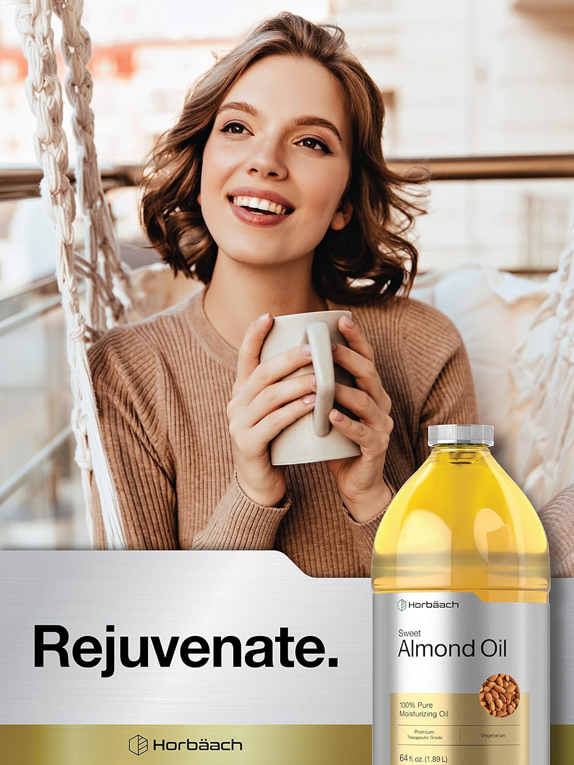 Sweet Almond Oil - Cold Pressed Moisturizing Oil for Skin & Hair | 64 fl oz | Vegetarian, Non-GMO, Gluten Free
