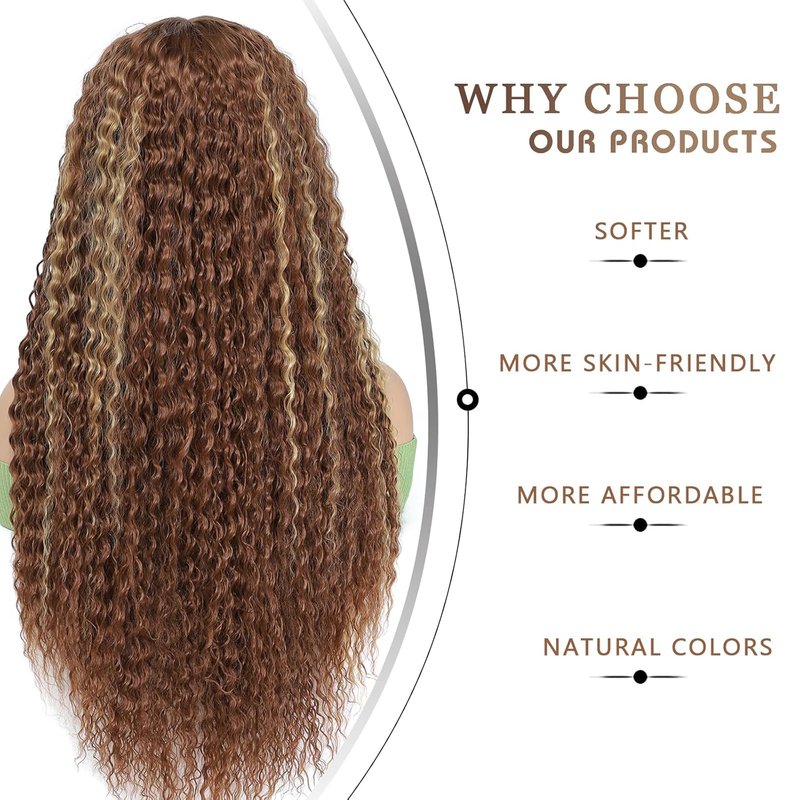 Synthetic Lace Front Wig - Pre Plucked 13X4X1 T-Part | Highlight Blonde Deep Curly for Black Women (30 Inch)
