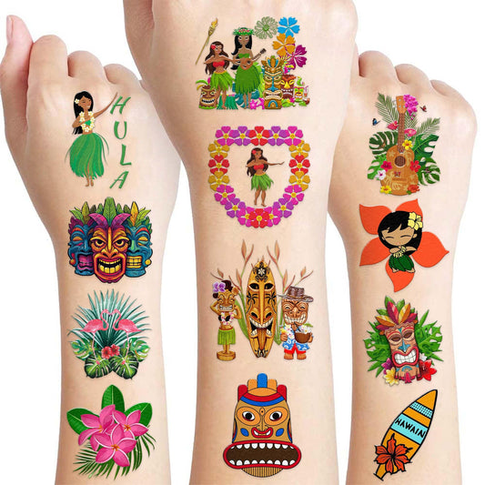 103 PCS Hula Hawaiian Temporary Tattoos Stickers Summer Beach