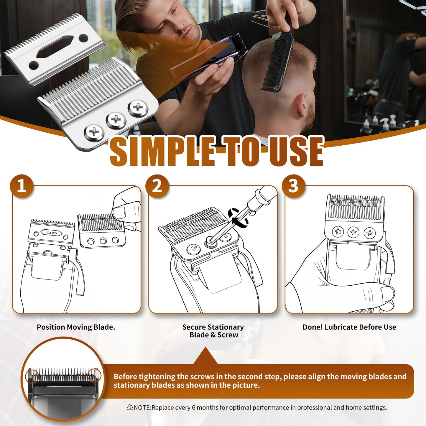 1005-100 Professional 3-Hole Blade,Compatible with Wahl Designer,Senior, Cordless Designer,Pilot,Sterling 4 and Nugget Clippers, 1mm-3mm Cut Length(Sliver) (3 Packs)