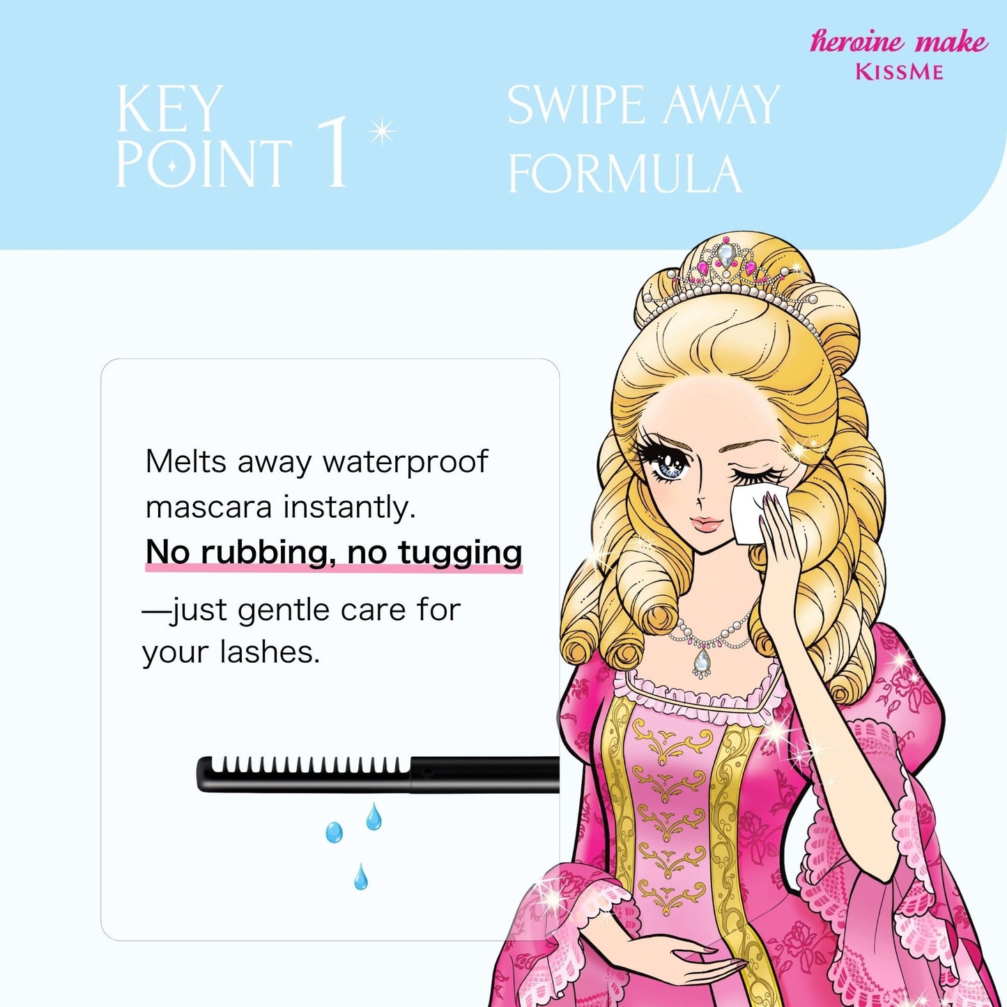 Heroine Make by KissMe Mascara Remover | Waterproof Makeup Remover Wand | Gentle Eye Makeup Solution for Sensitive Eyes | Travel Size for Waterproof Makeup | Made in Japan | 2 Pack