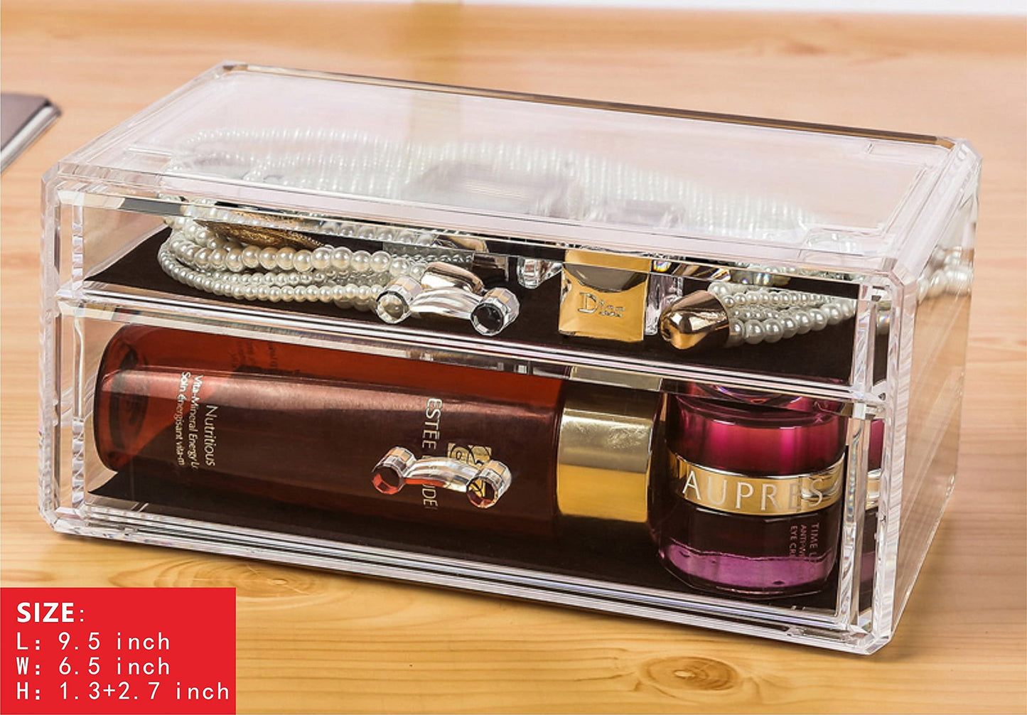 Cq acrylic 3 Pack Clear Make up Organizer Countertop,Stackable 7 Drawers Makeup Storage,Cute Vanity Organizers for dresser Hair Clip,Jewelry,Beauty Product Desk and Bathroom Organizers and Storage
