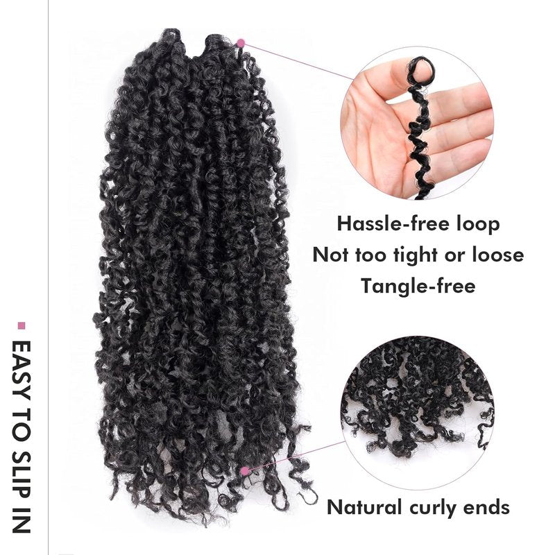 Yanky Twist Crochet Hair - Fluffy Mini Twist Braids | 8 Inch, Jet Black, 8 Packs (30 Strands)
