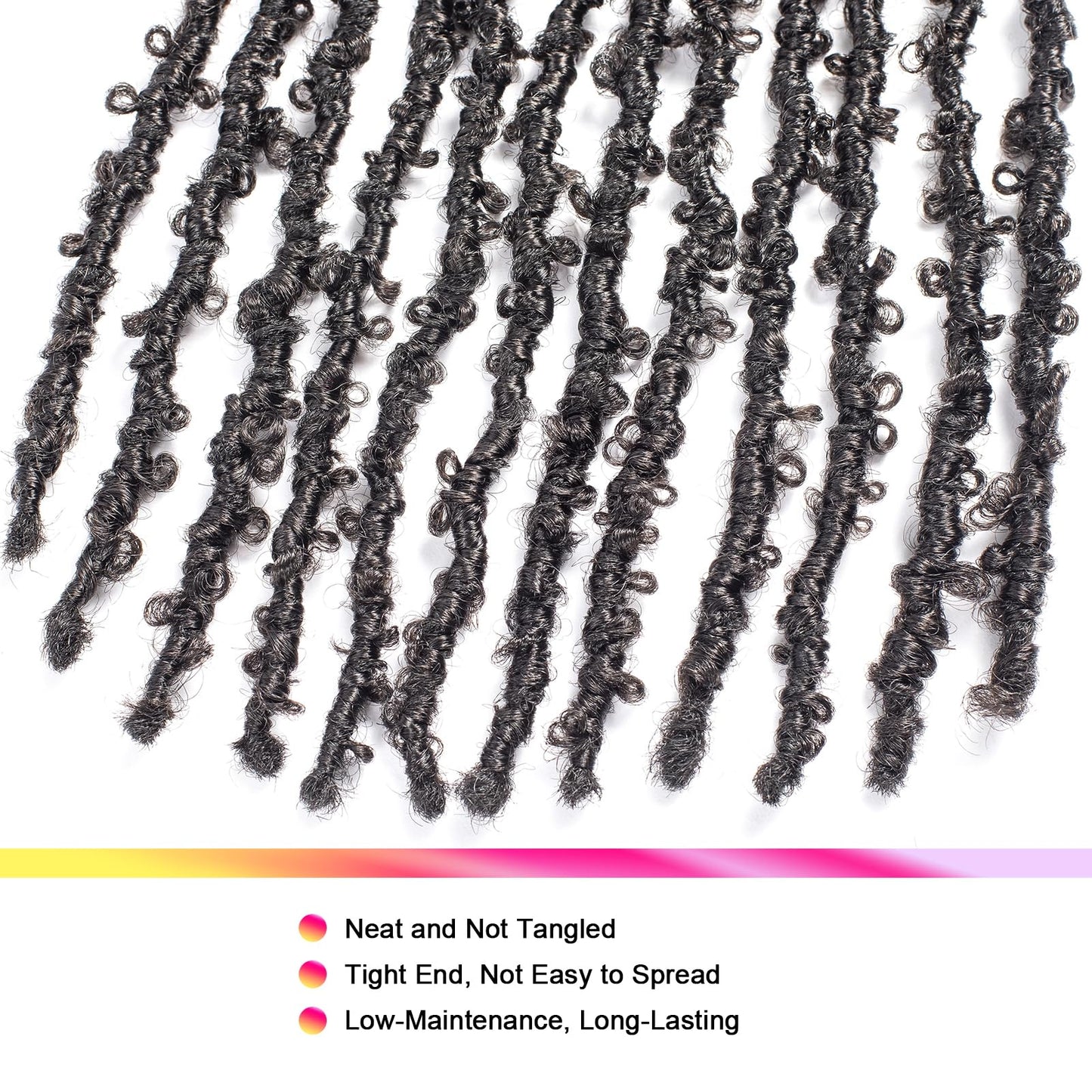 GUOHUI Super Light Butterfly Locs Crochet Hair 12 Inch 6 Packs Pre-Looped Soft Distressed Faux Locs Braids for Women Kids (12 Inch,2#)
