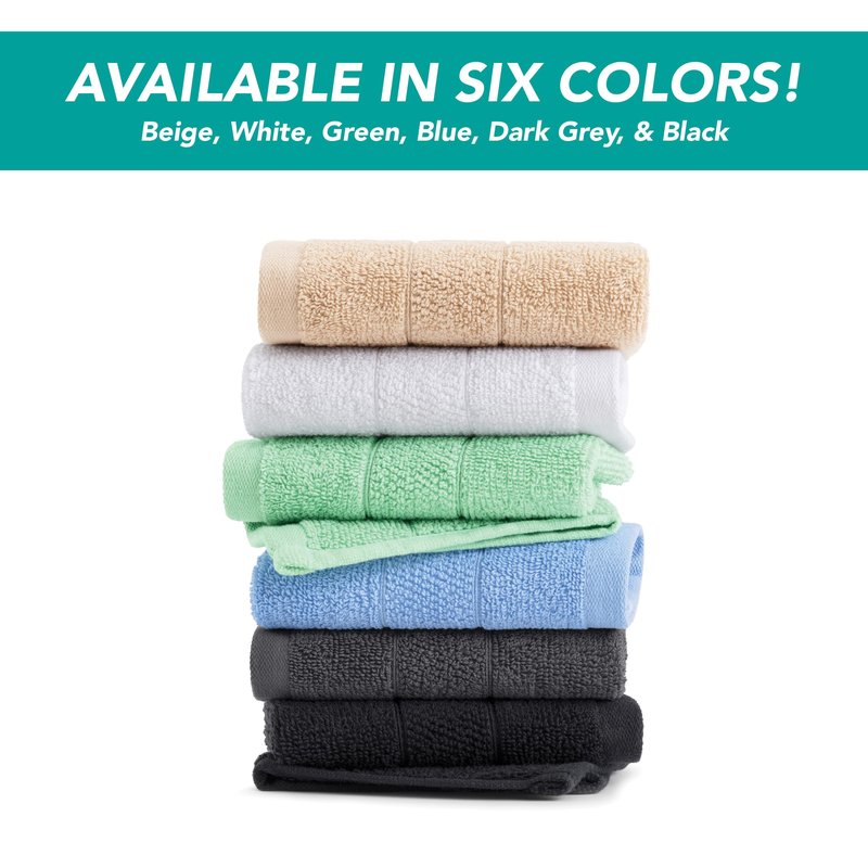 Arkwright Premium Washcloths - (Pack of 12) - Soft & Absorbent, 100% Ringspun Cotton, Contemporary Design Wash Cloths with Dobby, Multipurpose Fingertip Towels, White