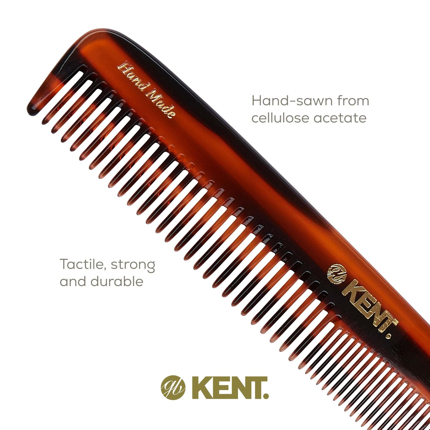 Kent 9T Tortoise Fine and Wide Tooth Comb Detangler - Large Handmade and Saw-Cut Dressing Combsw,for Wet and Dry, Hair Comb for Women and Durable Grooming Comb for Men Made in England