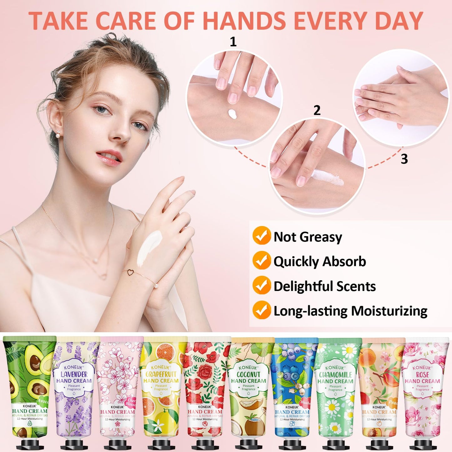 KONEUK 112 Pack Moisturizing Hand Cream Set, Bulk Gifts for Women, Hand Lotion Travel Size for Dry Cracked Hands, Mini Hand Cream for Teacher Appreciation Gifts, Graduation Gifts, Birthday Gifts