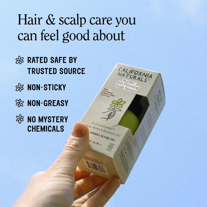 California Naturals Women's Re:GRO Anti-Thinning Scalp Serum, 5% Capixyl with Biotin, Caffeine & Castor and Rosemary Oil, Non-Sticky Cooling Formula, Vegan & Cruelty Free, 3oz