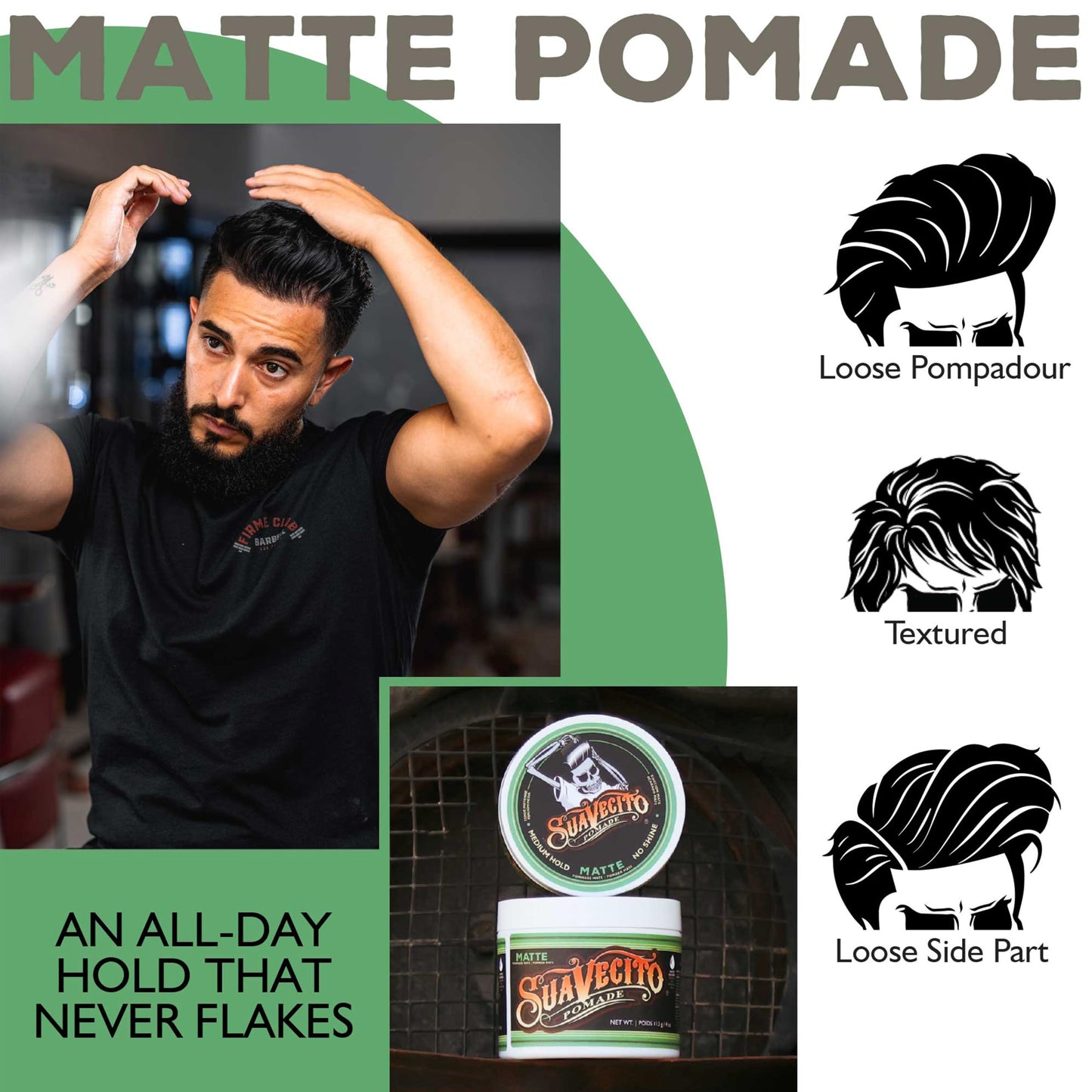 Suavecito Pomade Matte (Shine-Free) Formula 4 oz, 2 Pack - Medium Hold Hair Pomade For Men - Low Shine Matte Hair Paste For Natural Texture Hairstyles