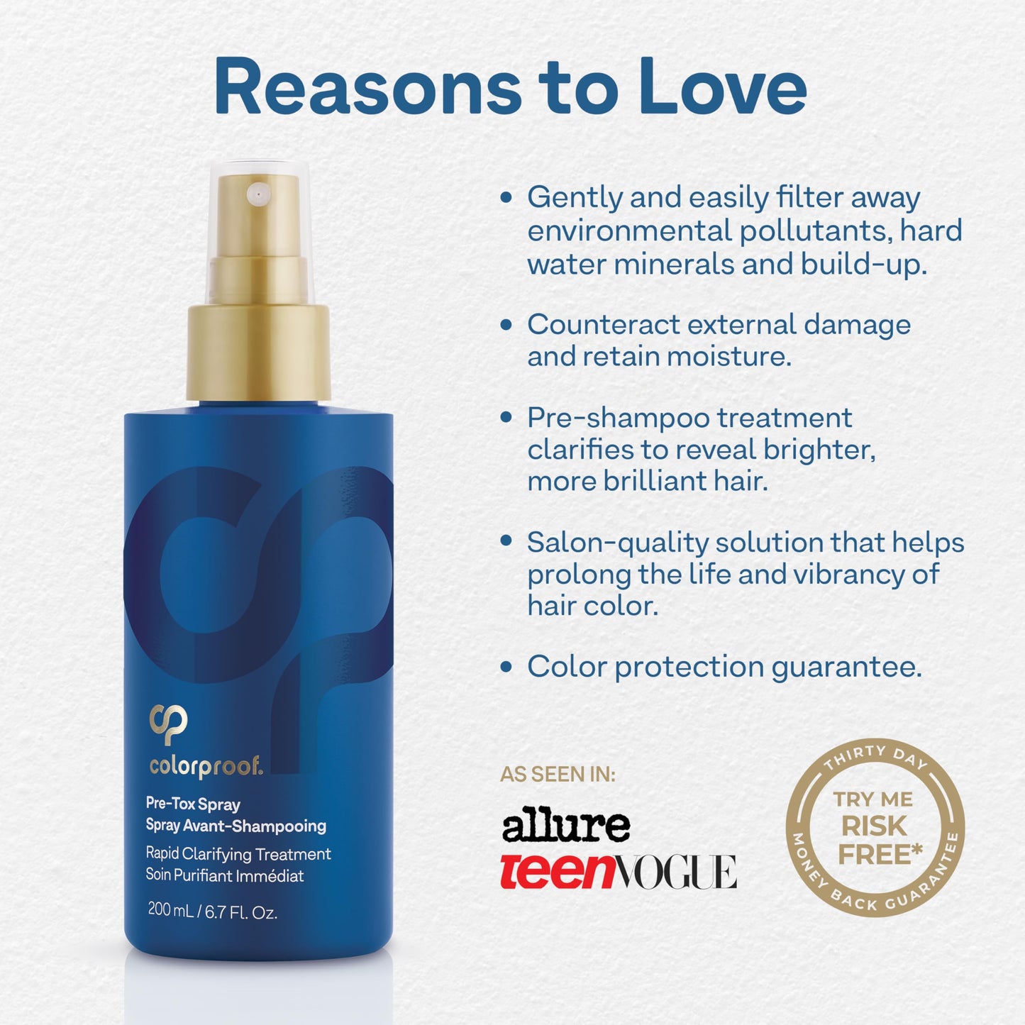 Colorproof Hair Pre-Tox Spray 6.7 Fl. Oz. Rapid Clarifying Pre Shampoo Spray with Color Protection, Coconut & Lemongrass Scent