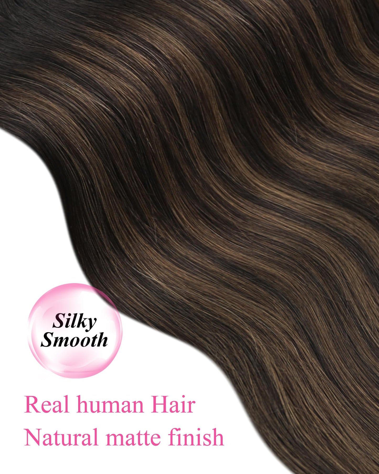 YoungSee 18 Inch Tape in Extensions Human Hair Brown Balayage Tape in Hair Extensions Human Hair Dark Brown Ombre Ash Browns Tapes-in Extension Remy Hair Extension Tape-in for Daily Use 20pcs 50g
