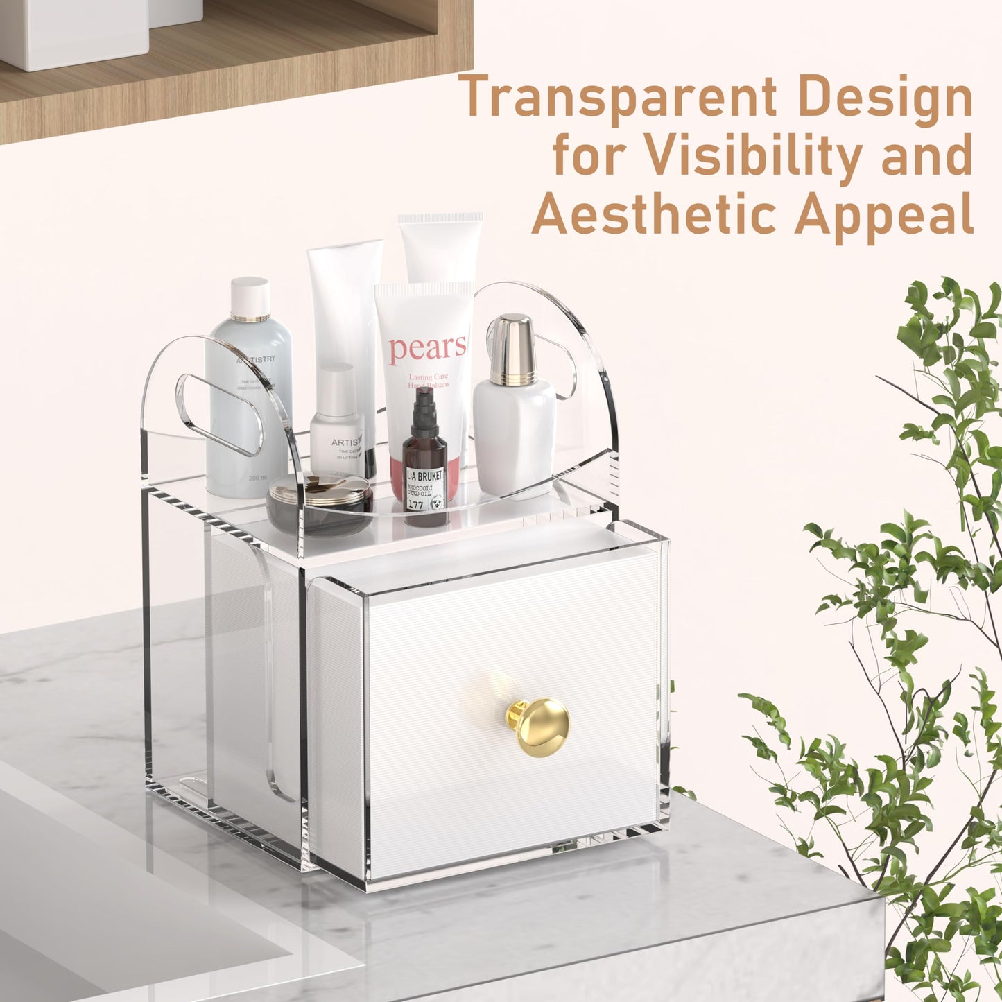 Acrylic Disposable Face Towel Storage Box Compatible with Clean Skin Club Clean Towels XL, Face Towel Holder with Drawer for Bathroom, Makeup Organizer for Vanity Table (Excluding Facial Towels)