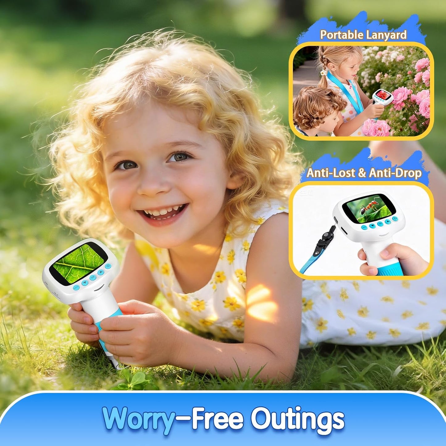 Digital Microscope for Kids - Handheld STEM Science Toy | Video Camera, Light Blue