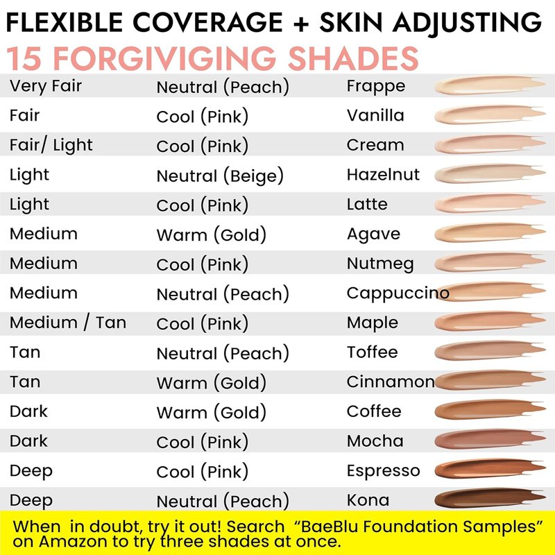 BaeBlu Organic Aloe-Based Liquid Foundation - Natural Vegan Gluten-Free | Latte Shade