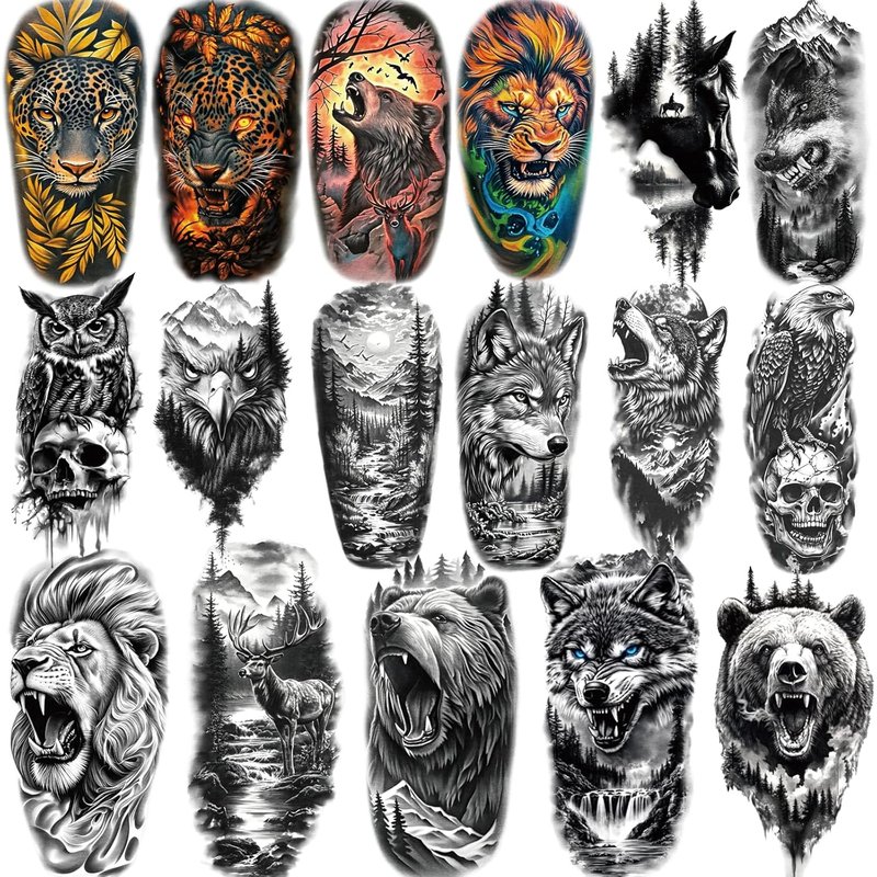 Temporary Tattoos for Adults & Kids - Realistic Animal Designs | 77 Sheets, Long-Lasting for Halloween & Parties