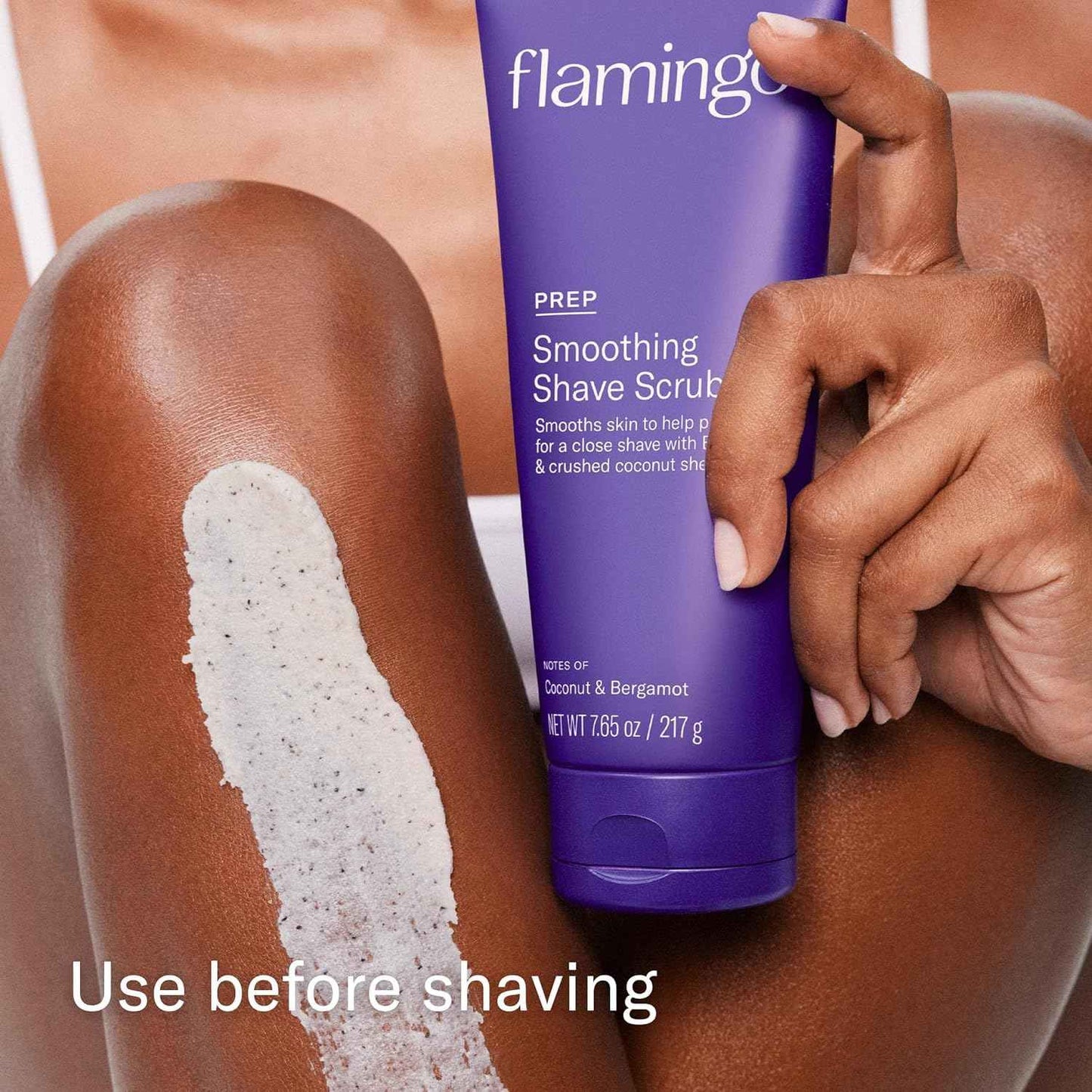 Flamingo Shaving Prep and Post Care Set for Women - Smoothing Shave Prep Scrub and Soothing Post Shaving Serum - Glow Shave Collection