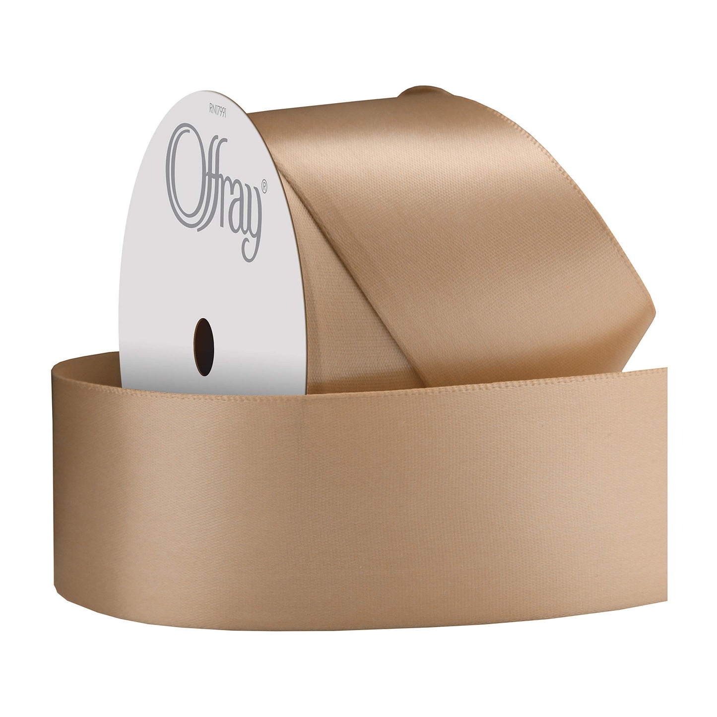 Berwick Offray 475829 1.5" Wide Single Face Satin Ribbon, Oatmeal Natural, 4 Yds