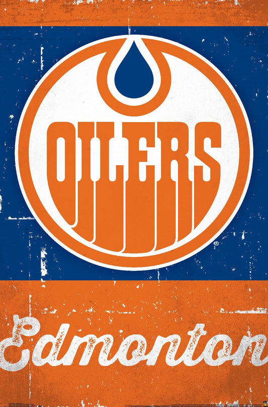 Trends International NHL Edmonton Oilers - Retro Logo 13 Wall Poster, 22.375" x 34", Unframed Version