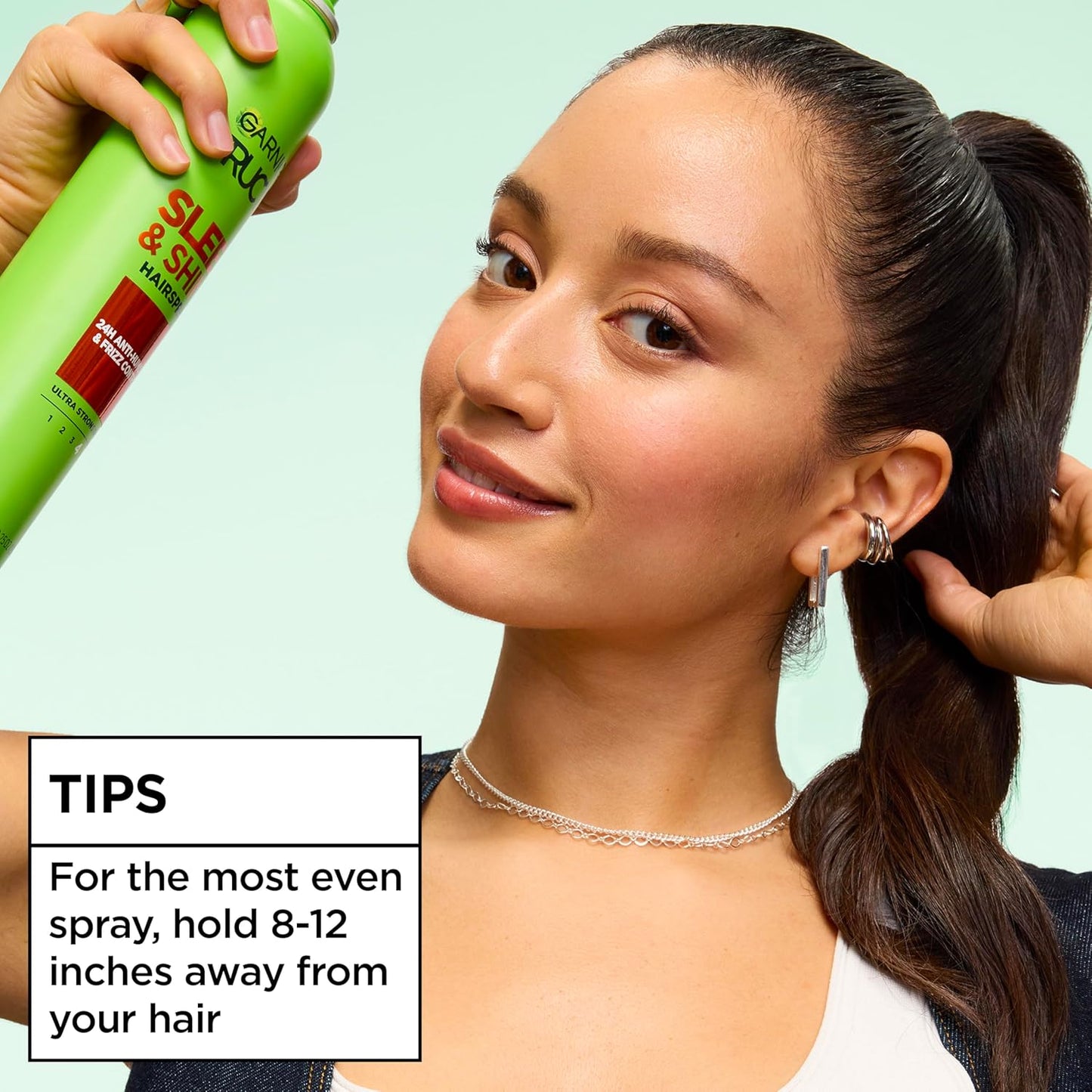 Garnier Fructis Sleek & Shine Anti-Humidity Hairspray - Ultra Strong Hold, Frizz Protection, 8.25 Oz
