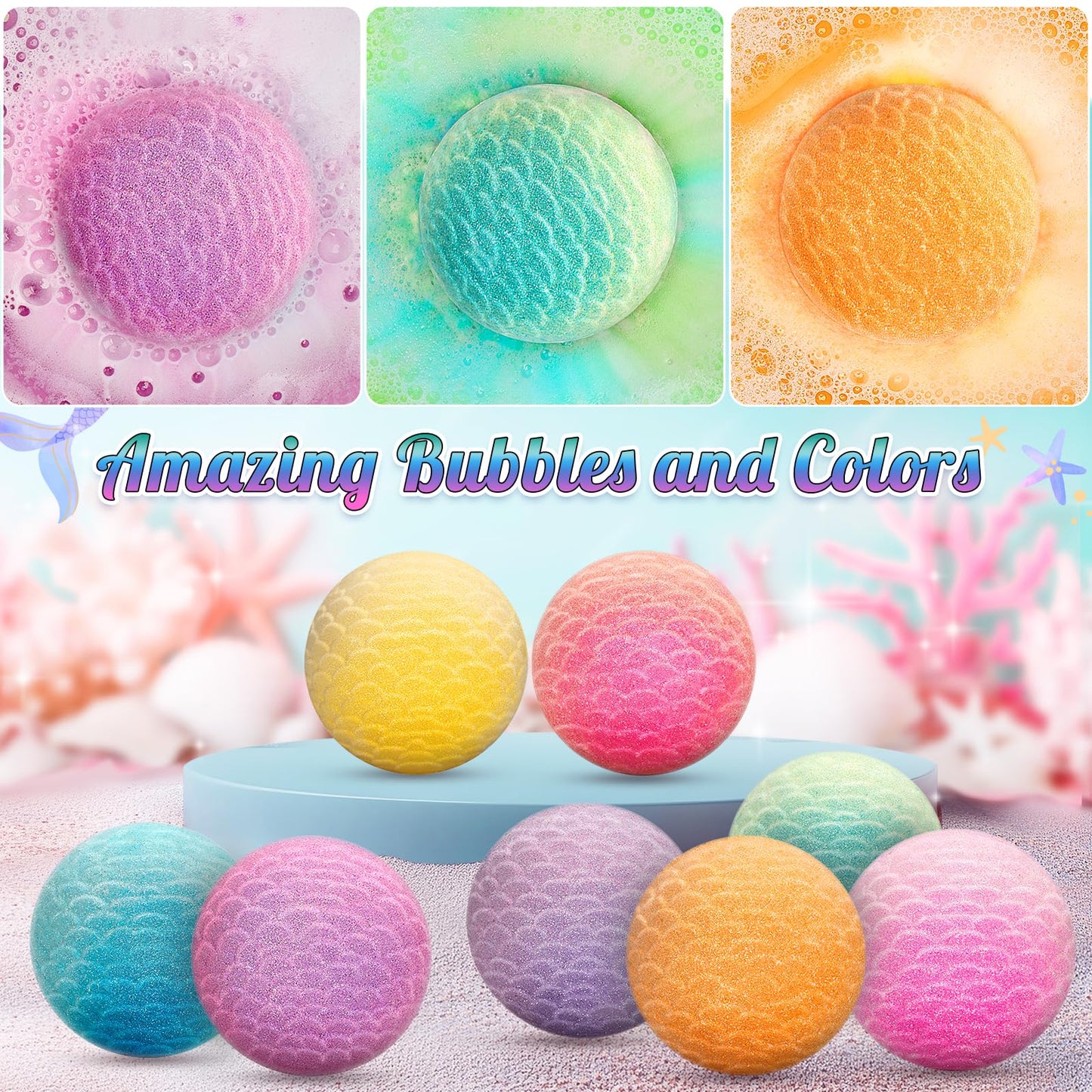 item_name - 8 Packs Mermaid Bath Bombs for Kids Girls, Bubble Bath Bomb Kit with Surprise Toys Inside, Bath Toys for Kids Aged 3+, Ideal Gifts Stocking Stuffers for Girls 3 4 5 6
