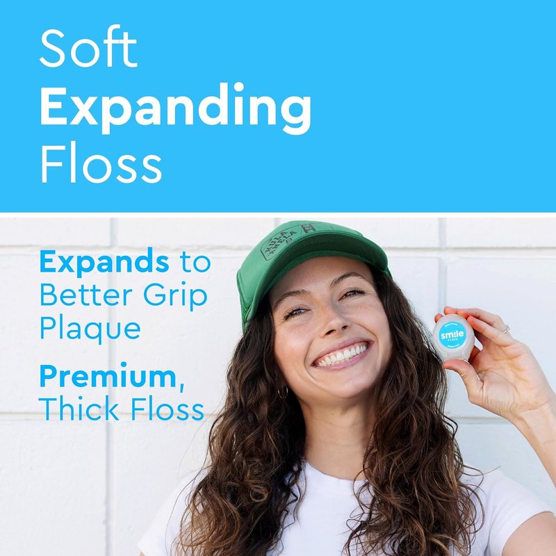 Smile Expanding Floss - Premium Waxed Dental Floss for Plaque Removal | Natural Mint, 2-Pack (30 Yards Each)