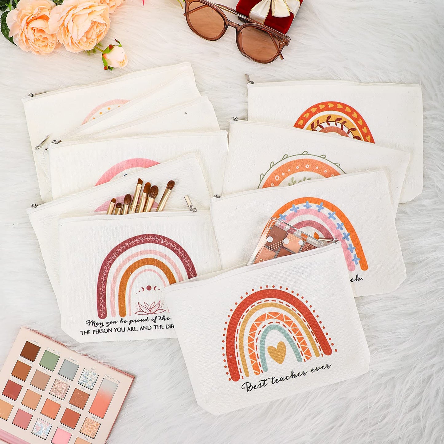 Paterr 20 Pcs Teacher Appreciation Gifts Bulk Teacher Tote Bags with Makeup Bags End of Year Gifts for Women Mom(Classic Styles)