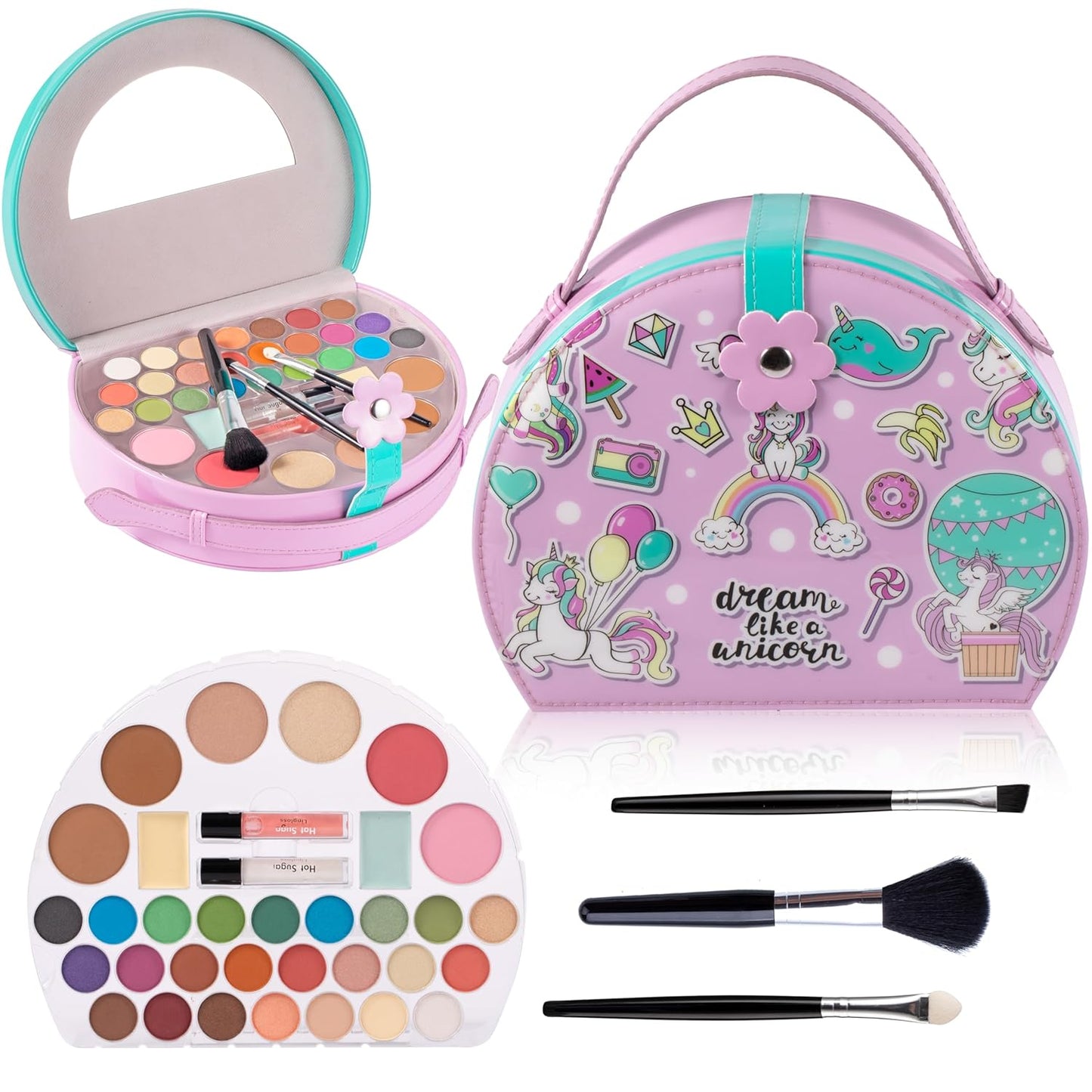 Girls Makeup Kit - Stylish Cosmetics Gift Set for Birthdays & Christmas | Pink Unicorn Design