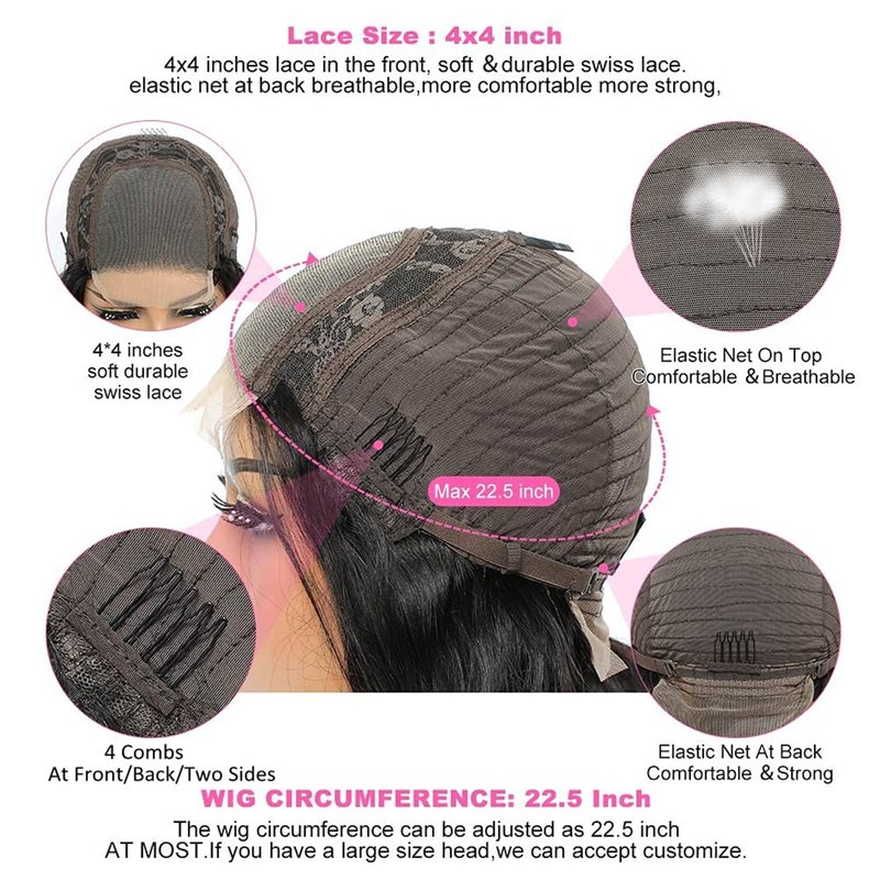 SODLIS Lace Closure Wigs Human Hair Pre Plucked with Baby Hair Brazilian Virgin Deep Wave Lace Front Wigs for Black Women Hair Wigs Natural Color (10 Inch)