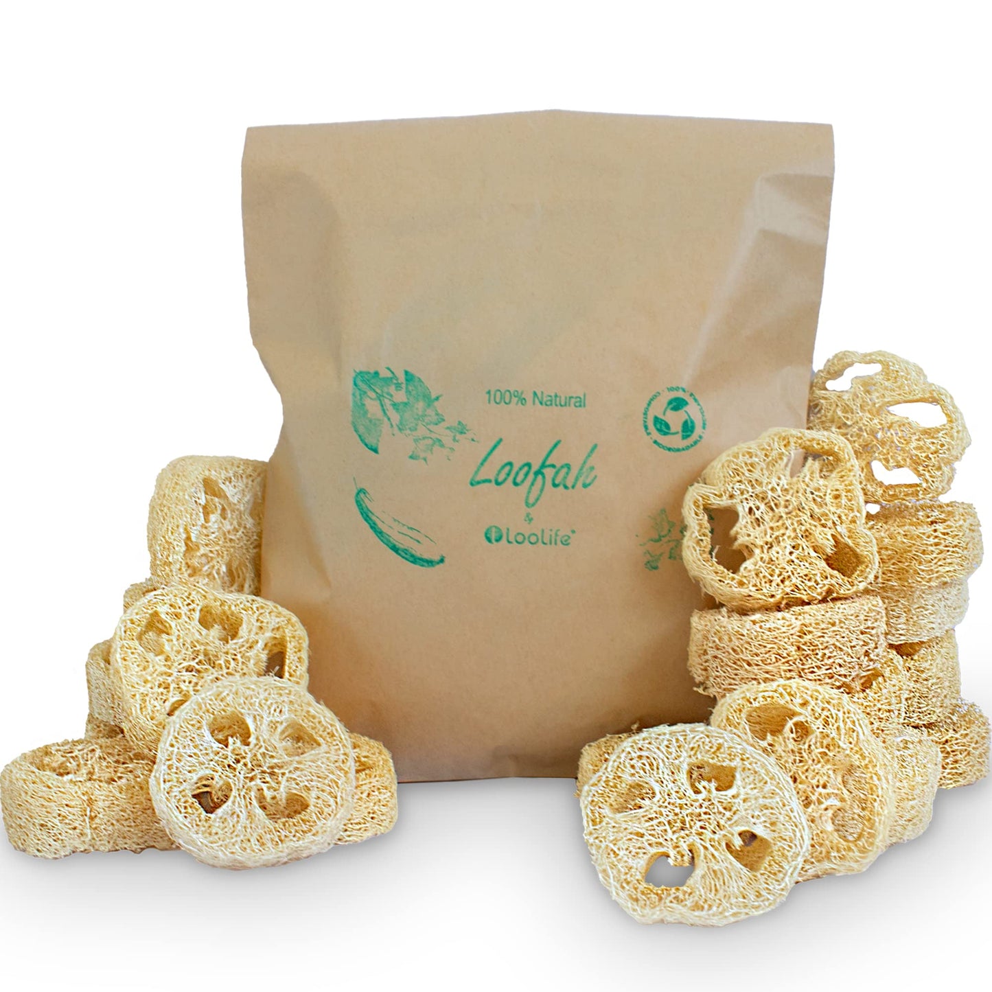 Natural Loofah Slices for Soap Making (20 Pack) - Organic Loufa Cuts - Bulk Luffa - Soap Making Supplies