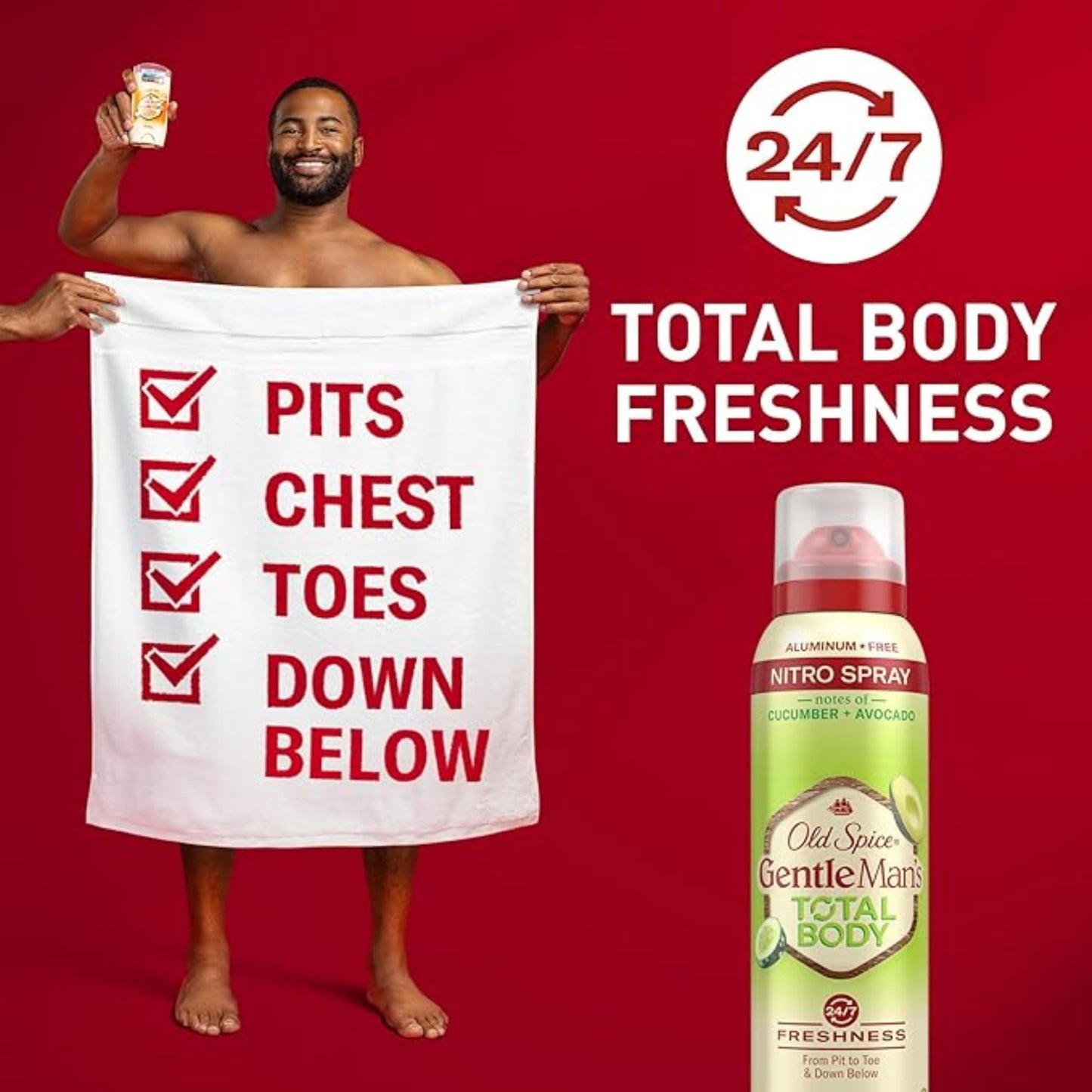 Old Spice Whole Body Deodorant Spray for Men, Aluminum Free, Cucumber + Avocado Scent, 24/7 Odor Protection, 24/7 Lasting Freshness, Safe to Use All Over, 3.5 oz (Pack Of 3)
